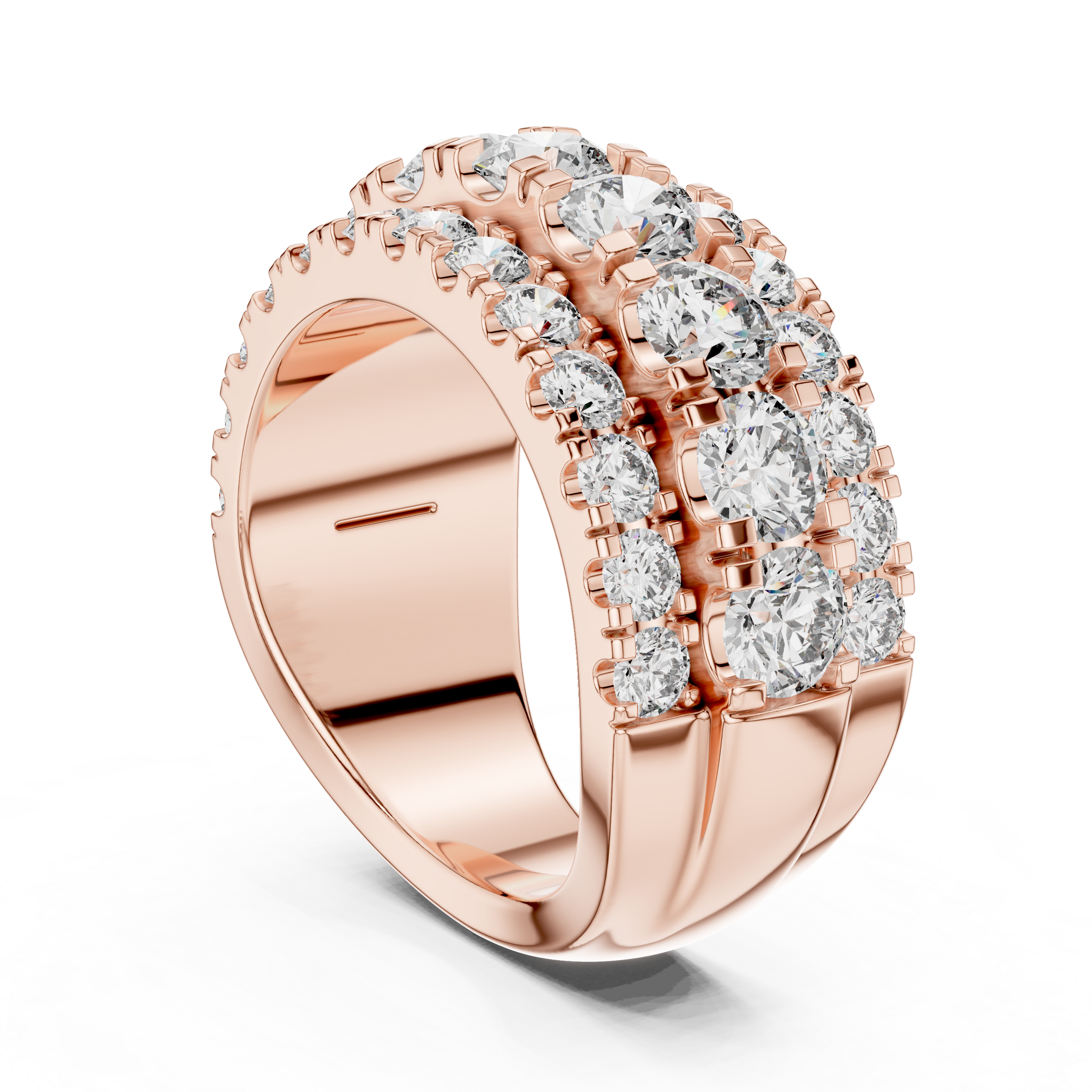 3 Carat Multi-Row Lab-Grown Diamond Half Eternity Ring in 18K Gold