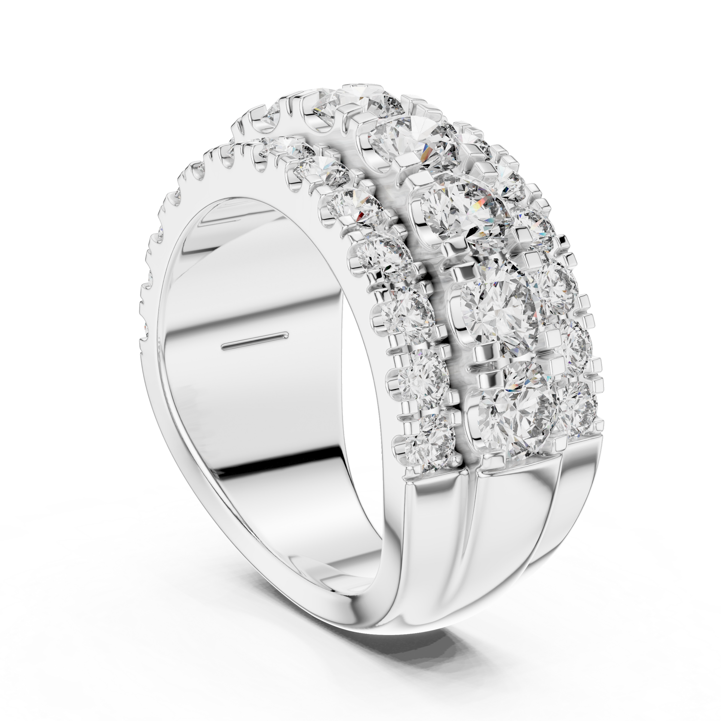 3 Carat Multi-Row Lab-Grown Diamond Half Eternity Ring in 18K Gold