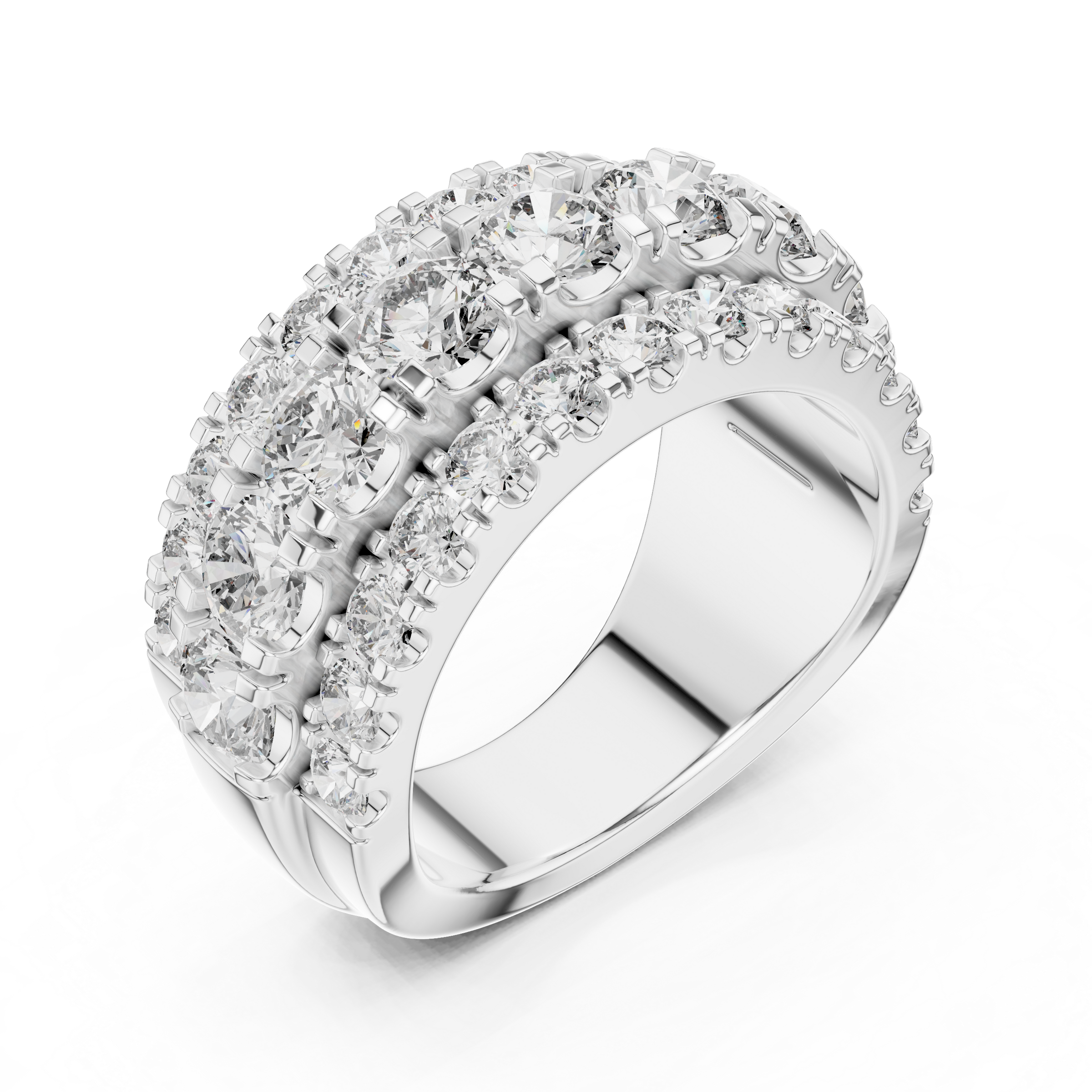 3 Carat Multi-Row Lab-Grown Diamond Half Eternity Ring in 18K Gold