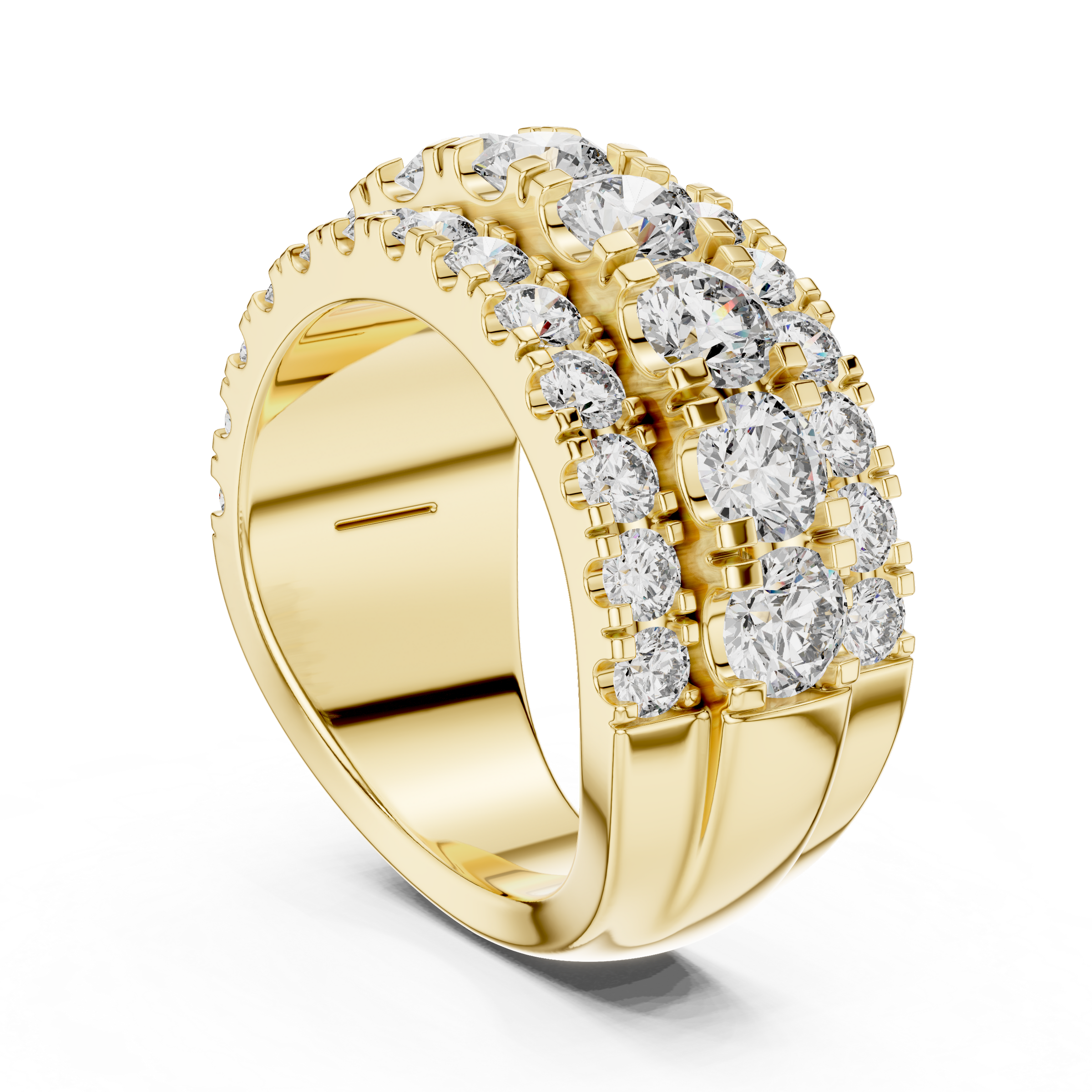 3 Carat Multi-Row Lab-Grown Diamond Half Eternity Ring in 18K Gold