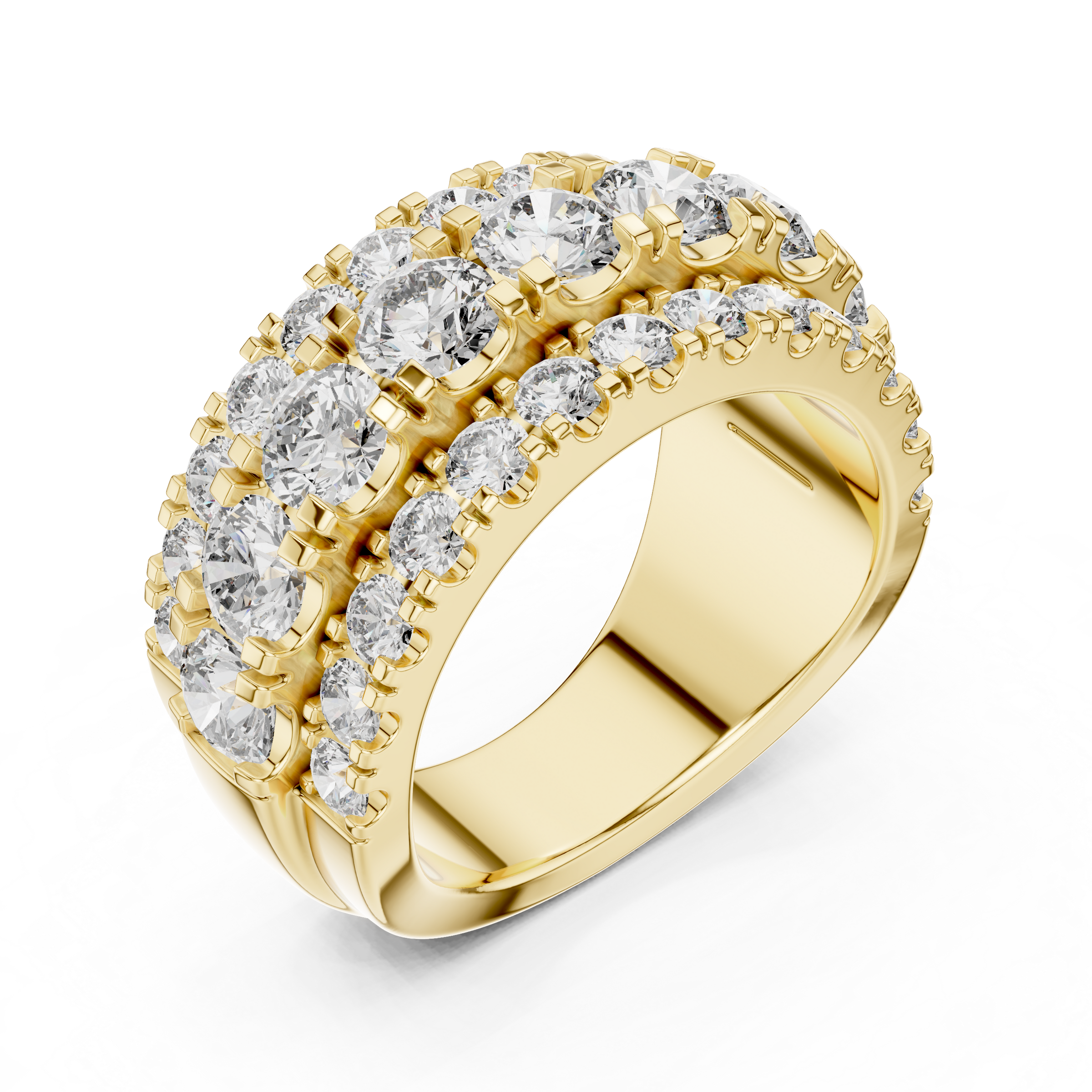 3 Carat Multi-Row Lab-Grown Diamond Half Eternity Ring in 18K Gold