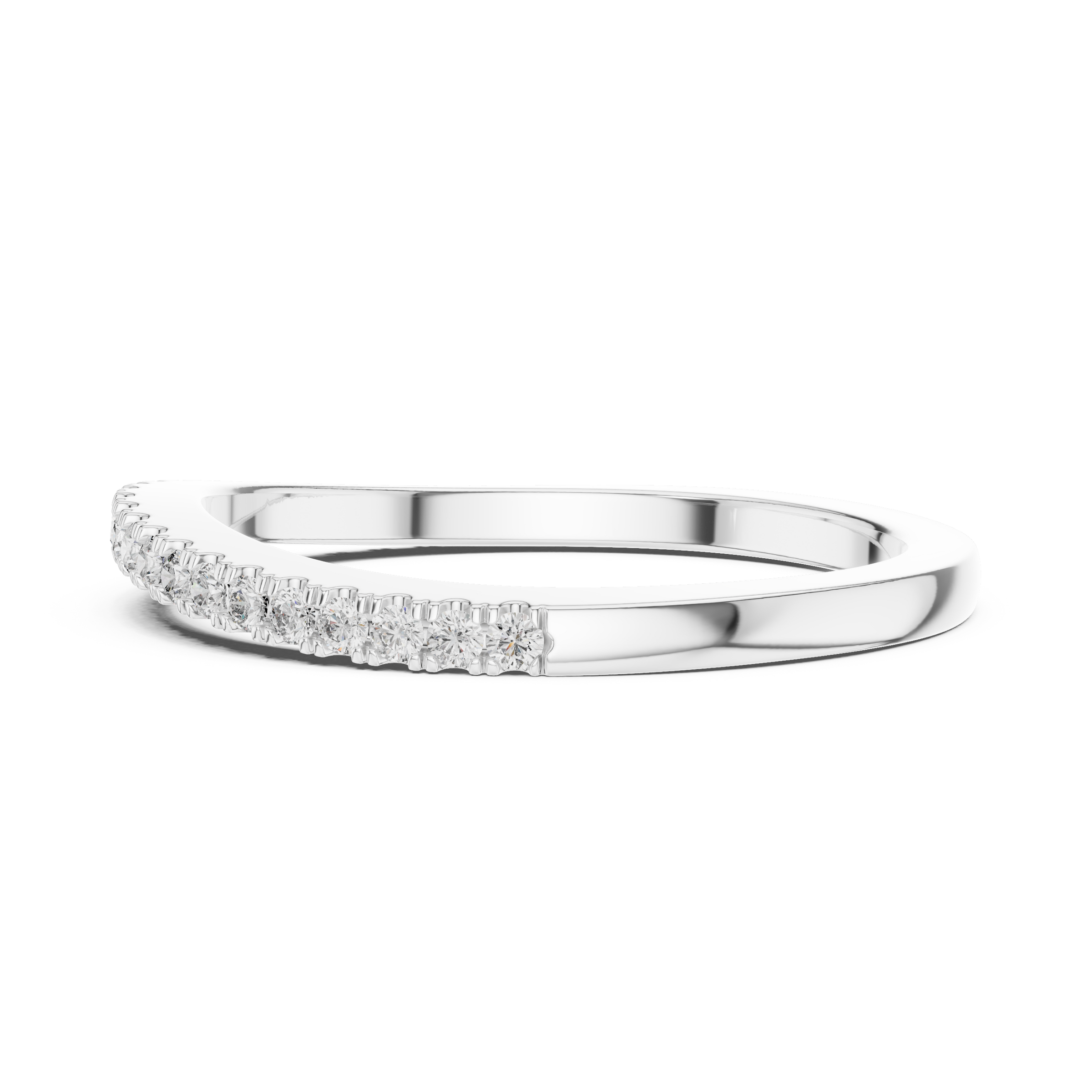 0.20 Carat Round Lab-Grown Diamond Half Eternity Micro Pave Wave Band Ring in 18K Gold
