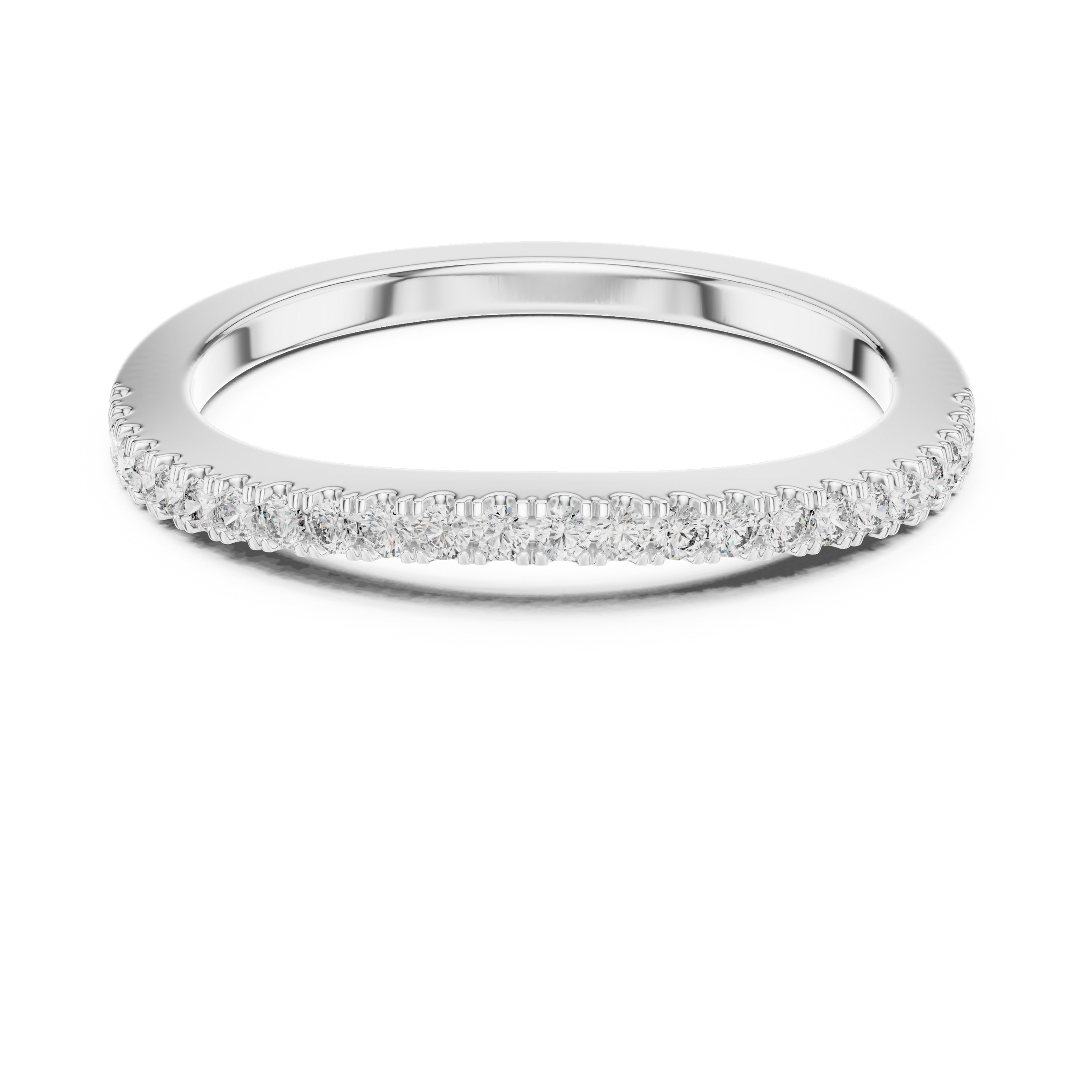 0.20 Carat Round Lab-Grown Diamond Half Eternity Micro Pave Wave Band Ring in 18K Gold