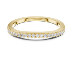 0.20 Carat Round Lab-Grown Diamond Half Eternity Micro Pave Wave Band Ring in 18K Gold