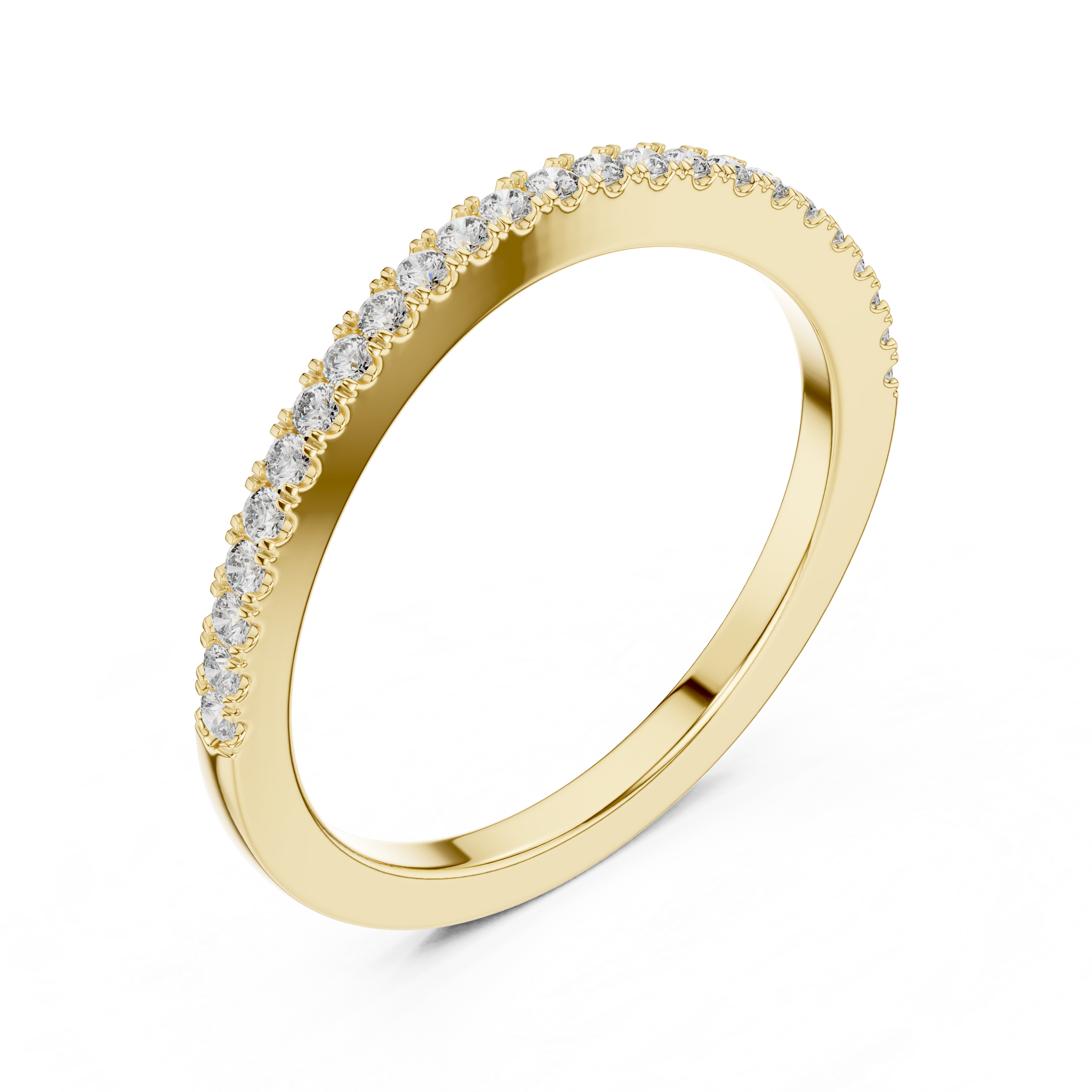0.20 Carat Round Lab-Grown Diamond Half Eternity Micro Pave Wave Band Ring in 18K Gold