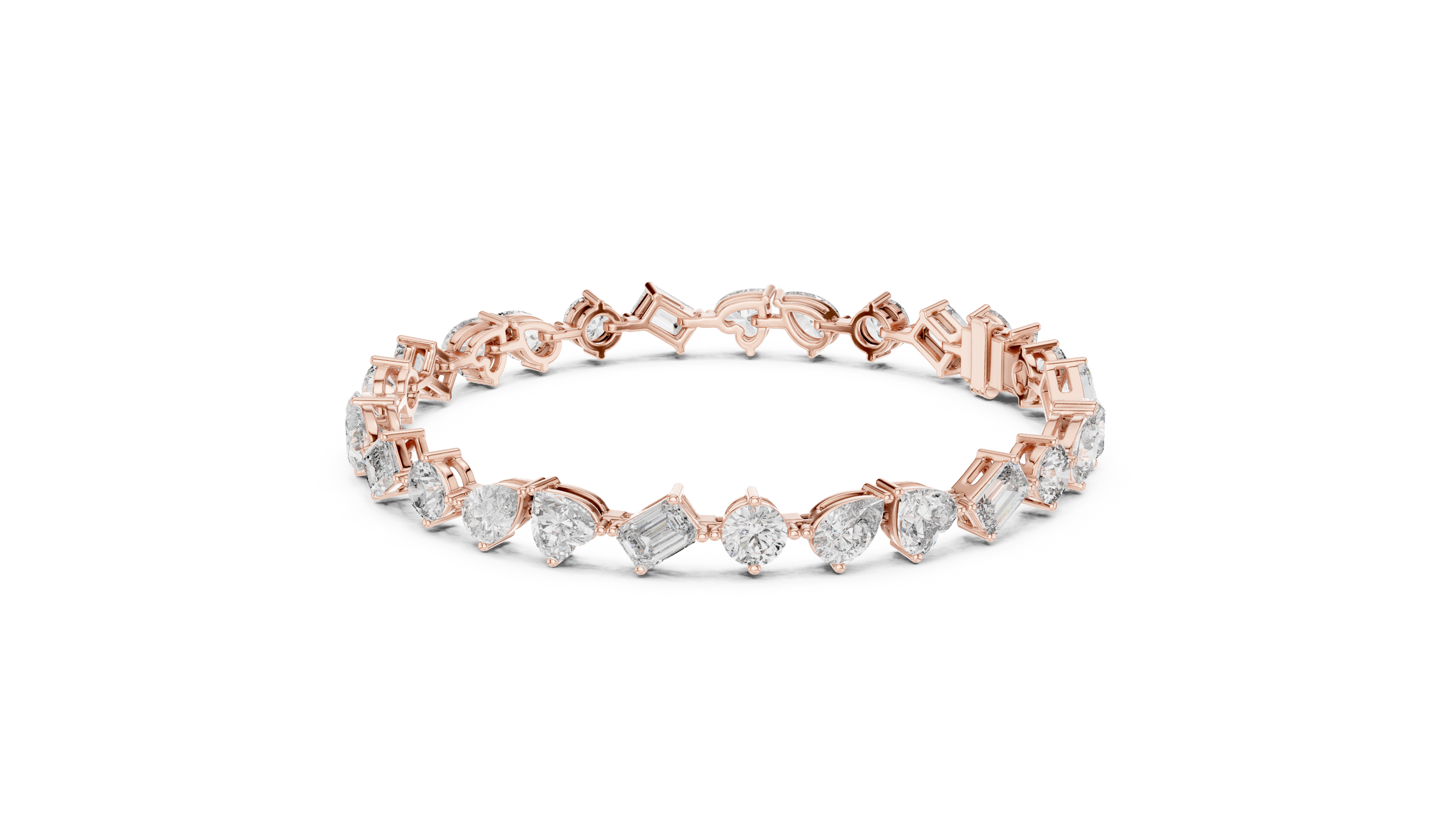 Mixed Shape Lab - Grown Diamond Tennis Bracelet – Round, Heart, Emerald, Pear & Marquise 18K Gold | 10 Carats