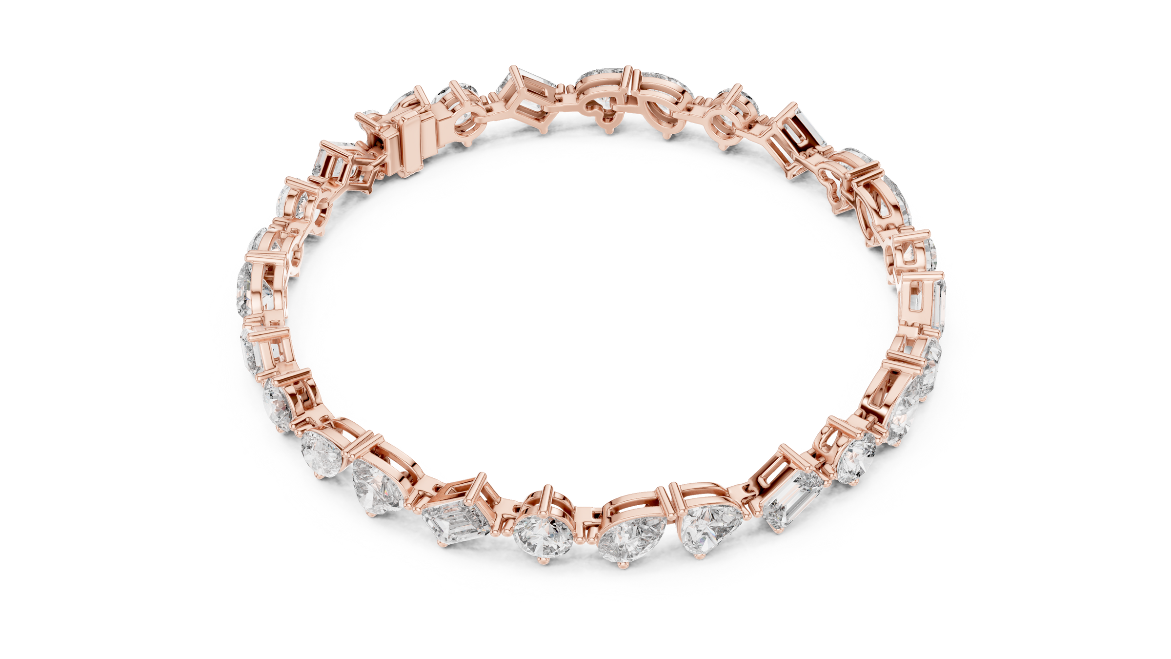 Mixed Shape Lab - Grown Diamond Tennis Bracelet – Round, Heart, Emerald, Pear & Marquise 18K Gold | 10 Carats