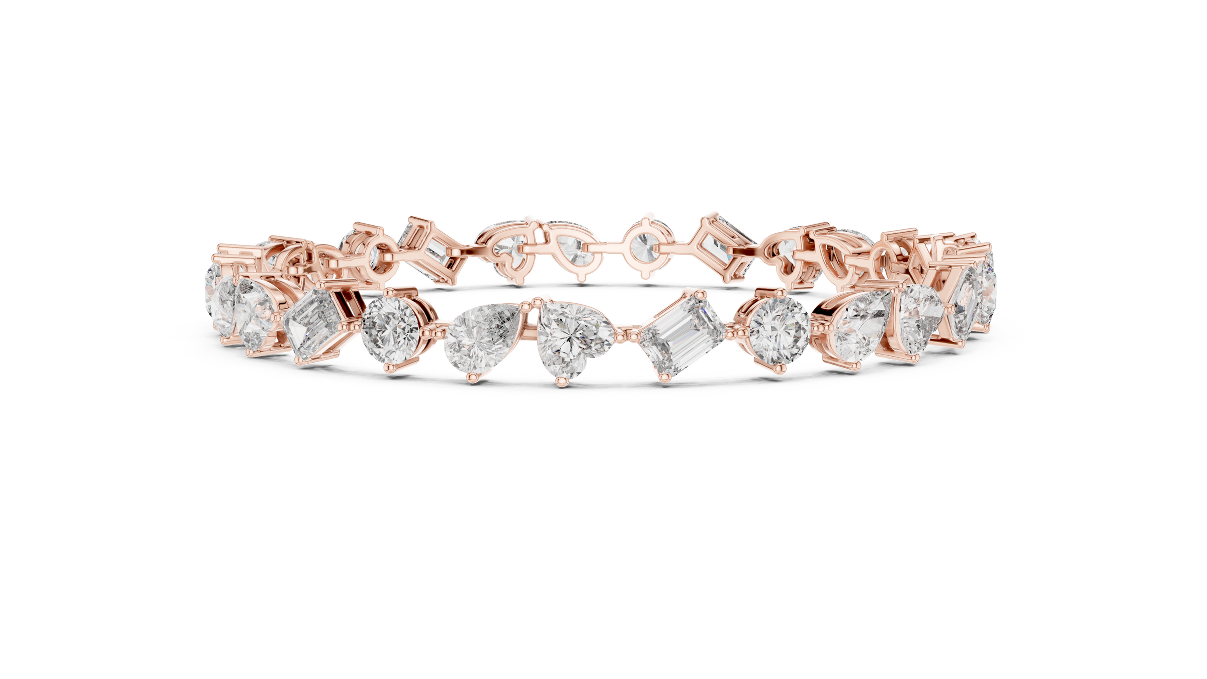 Mixed Shape Lab - Grown Diamond Tennis Bracelet – Round, Heart, Emerald, Pear & Marquise 18K Gold | 10 Carats