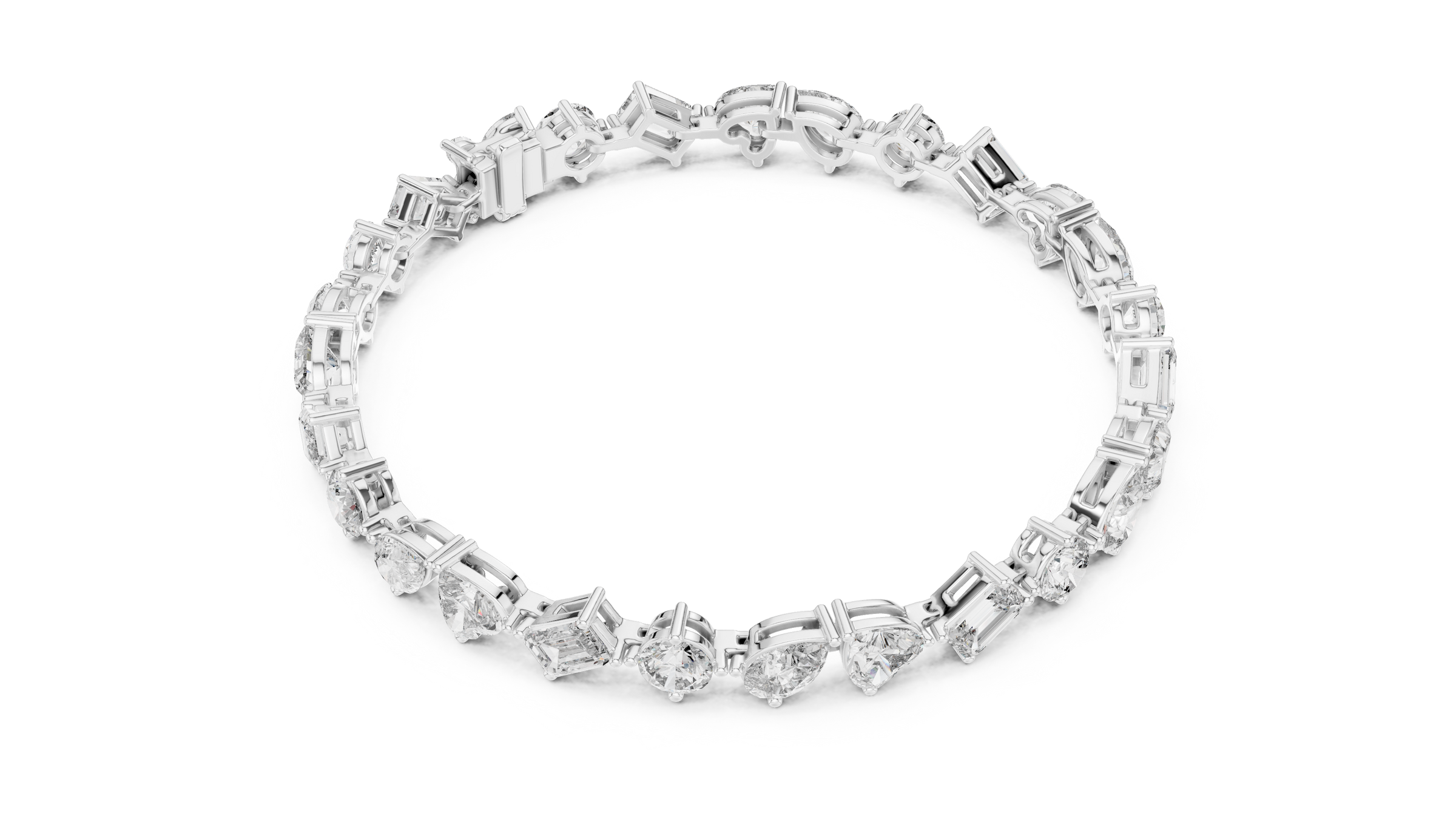 Mixed Shape Lab - Grown Diamond Tennis Bracelet – Round, Heart, Emerald, Pear & Marquise 18K Gold | 10 Carats