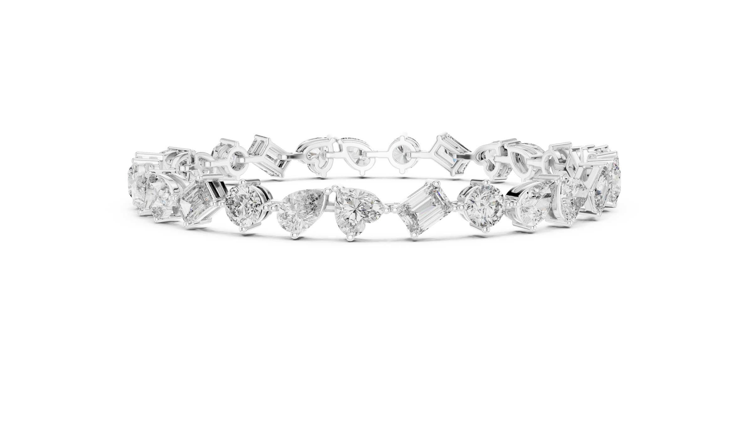 Mixed Shape Lab - Grown Diamond Tennis Bracelet – Round, Heart, Emerald, Pear & Marquise 18K Gold | 10 Carats