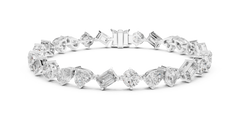 Mixed Shape Lab - Grown Diamond Tennis Bracelet – Round, Heart, Emerald, Pear & Marquise 18K Gold | 10 Carats