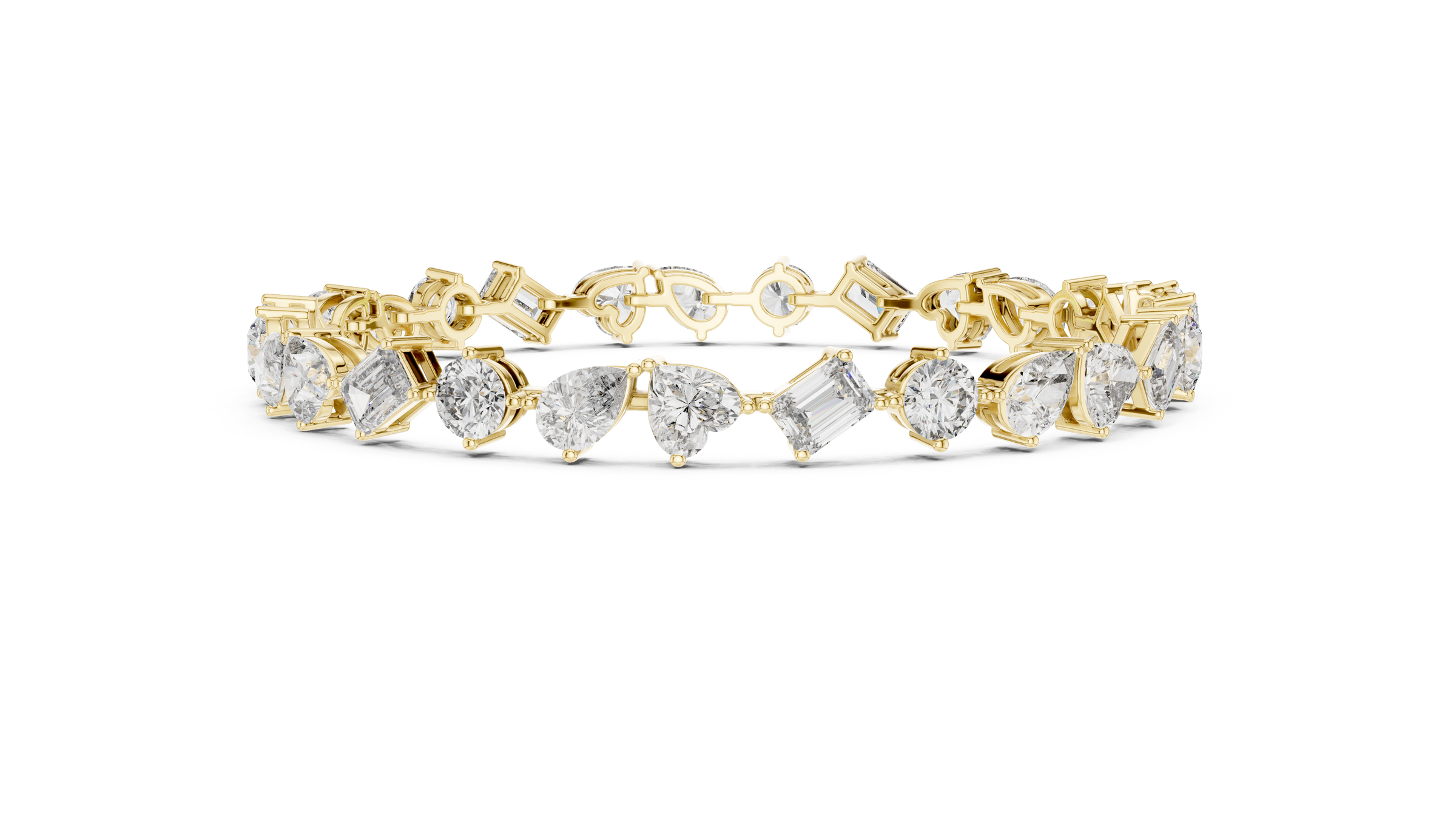 Mixed Shape Lab - Grown Diamond Tennis Bracelet – Round, Heart, Emerald, Pear & Marquise 18K Gold | 10 Carats