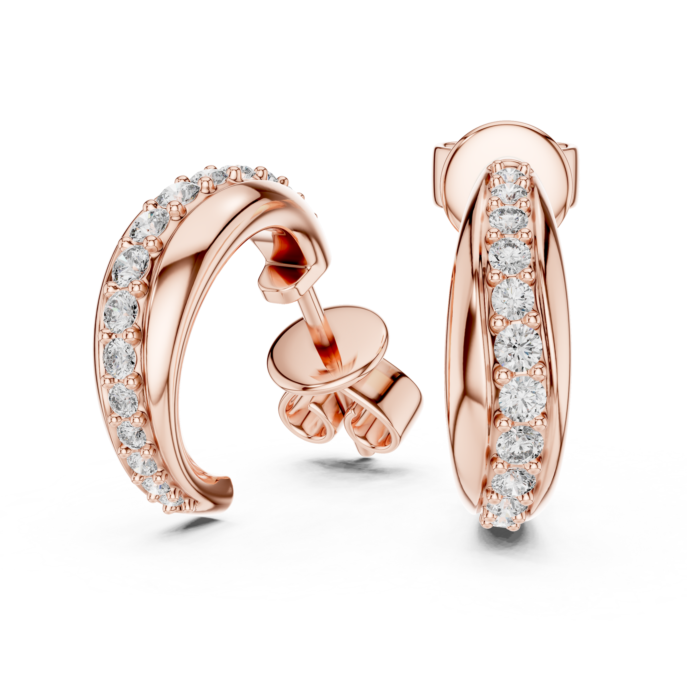 Wave Design Lab-Grown Diamond Hoop Earrings in 18K Gold | Modern Diamond Hoops