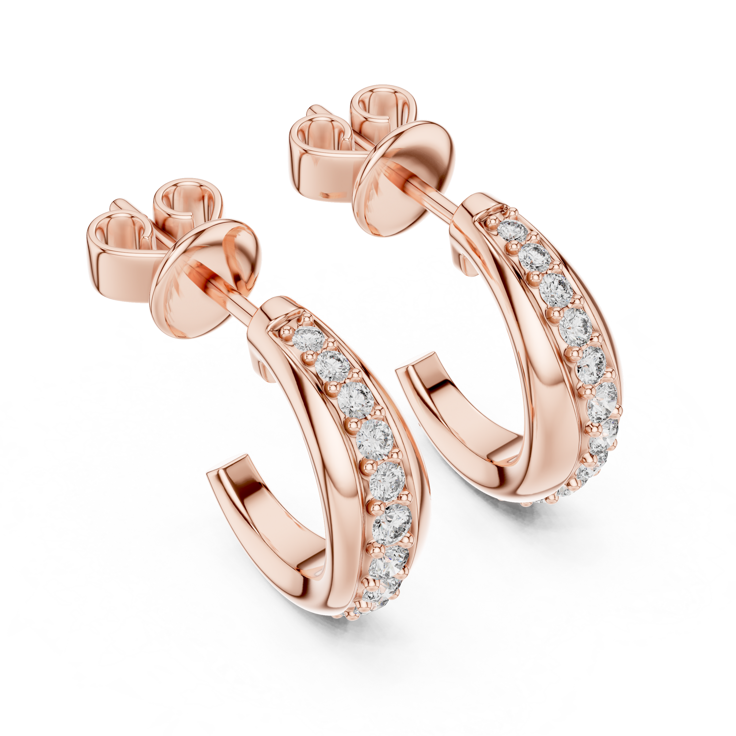 Wave Design Lab-Grown Diamond Hoop Earrings in 18K Gold | Modern Diamond Hoops