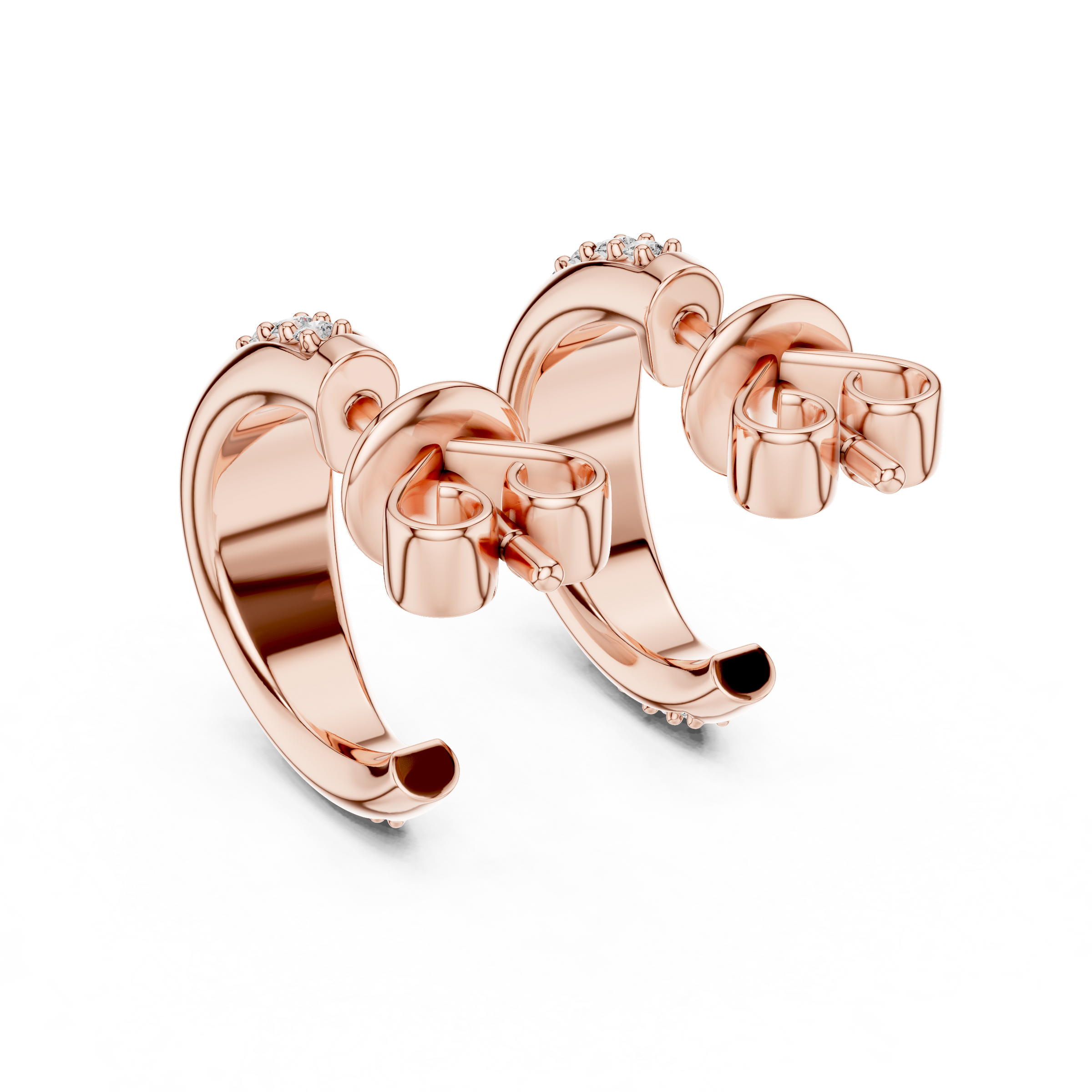 Wave Design Lab-Grown Diamond Hoop Earrings in 18K Gold | Modern Diamond Hoops