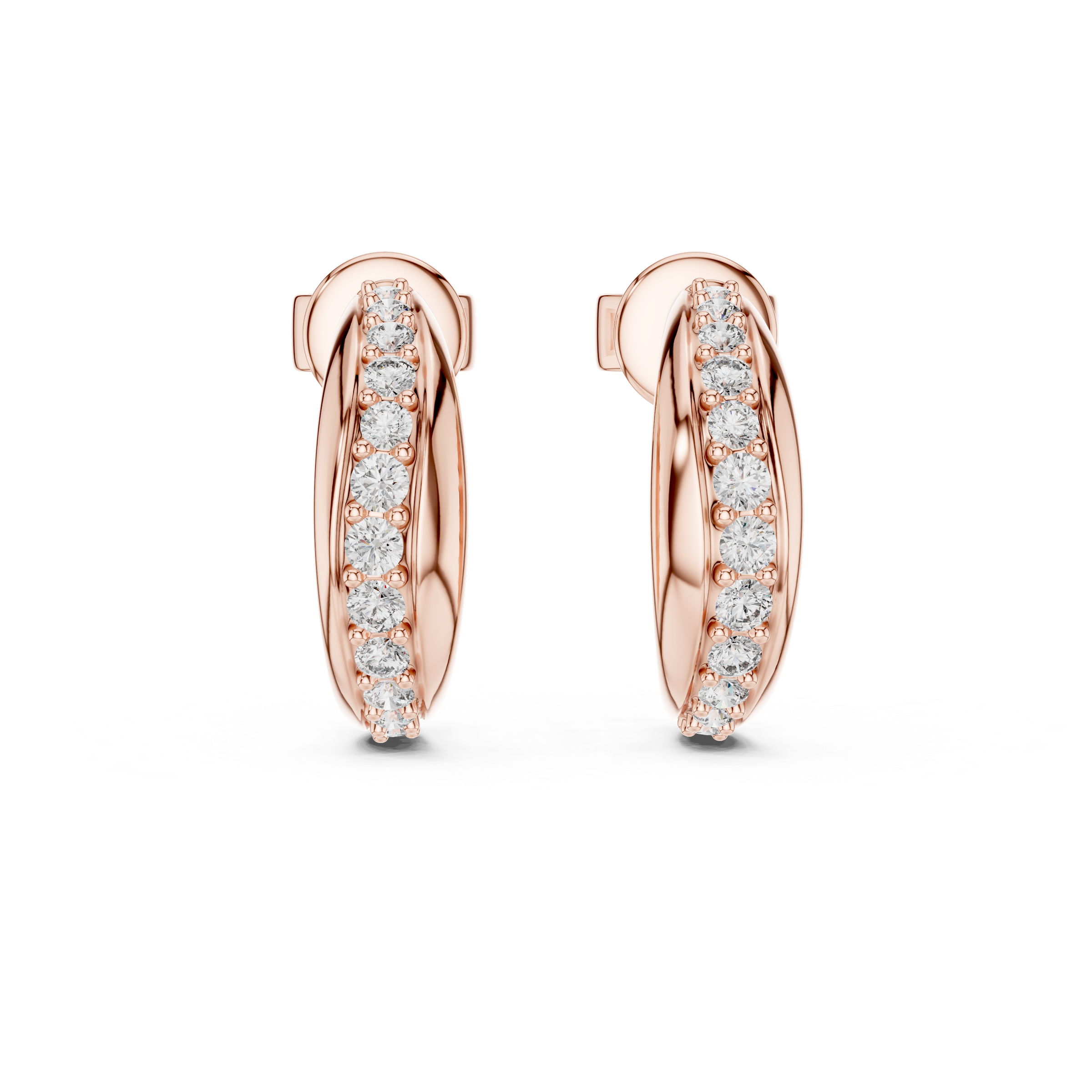 Wave Design Lab-Grown Diamond Hoop Earrings in 18K Gold | Modern Diamond Hoops