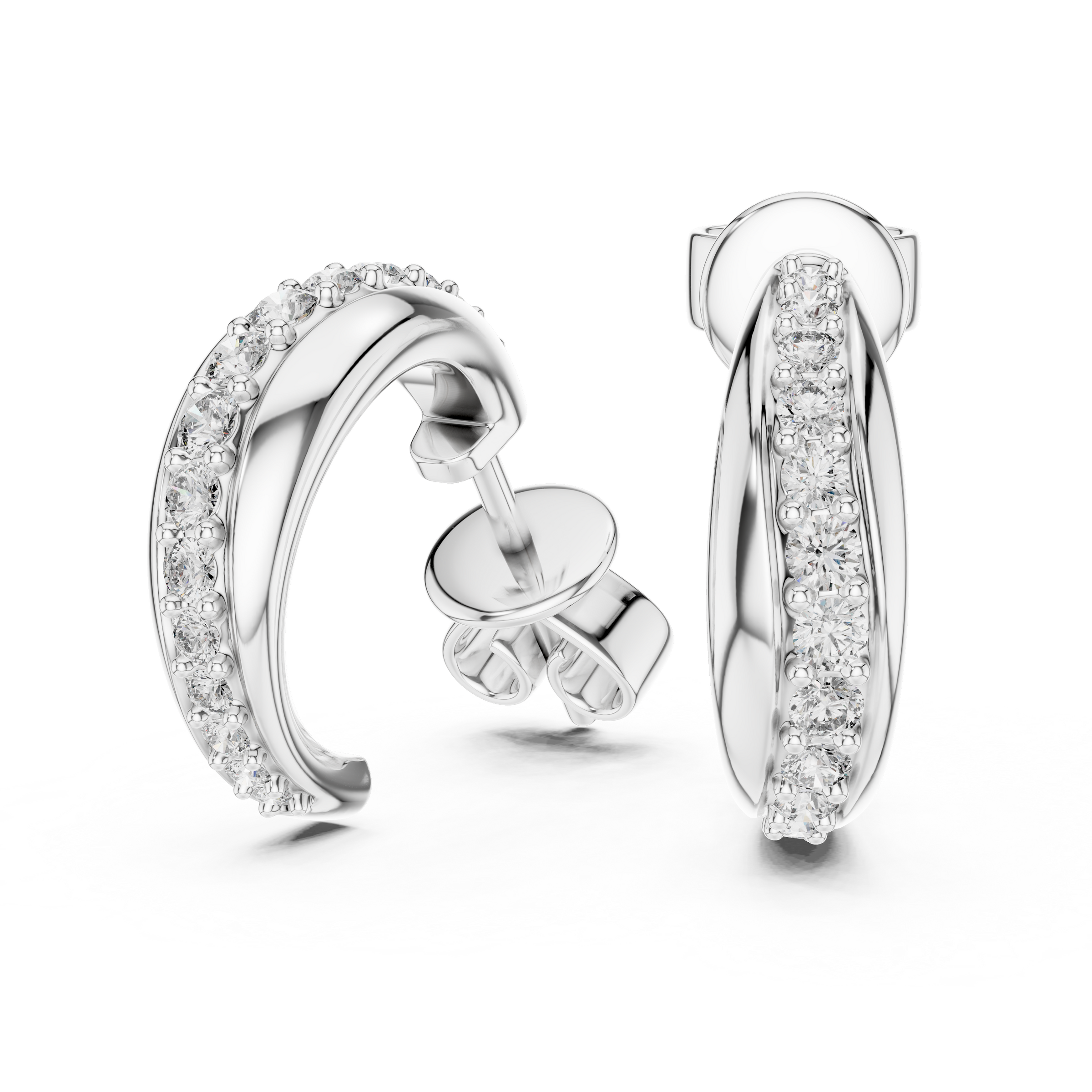 Wave Design Lab-Grown Diamond Hoop Earrings in 18K Gold | Modern Diamond Hoops