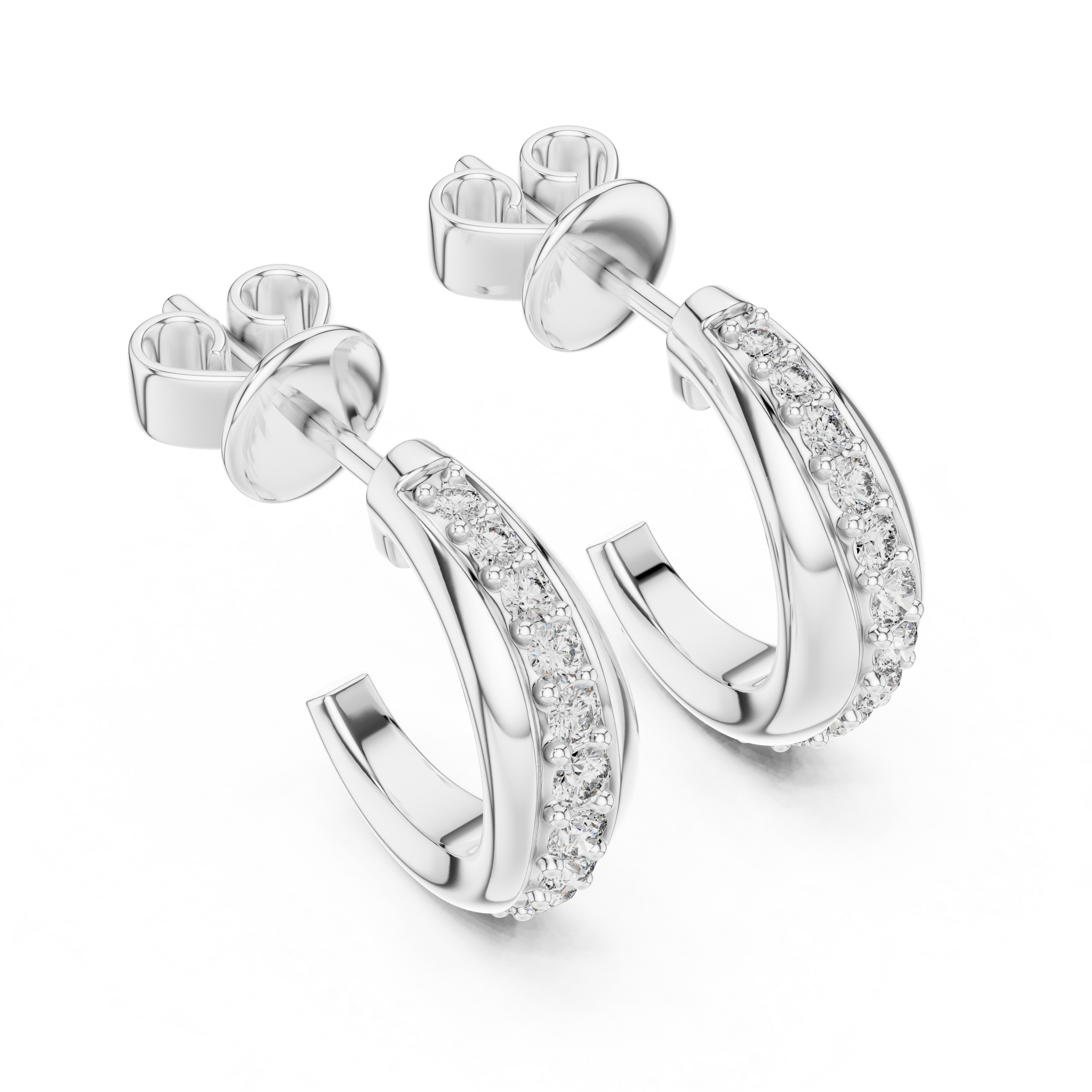 Wave Design Lab-Grown Diamond Hoop Earrings in 18K Gold | Modern Diamond Hoops