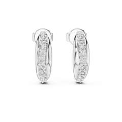 Wave Design Lab-Grown Diamond Hoop Earrings in 18K Gold | Modern Diamond Hoops