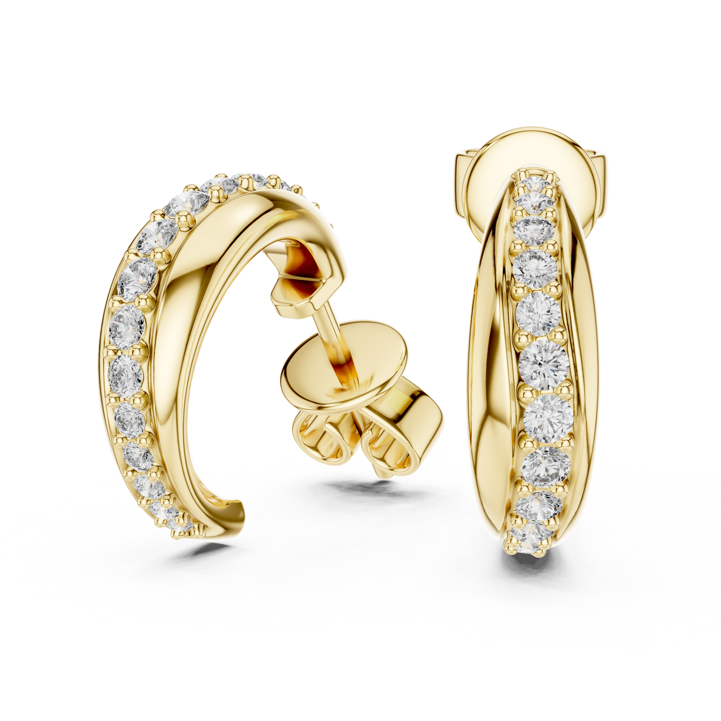 Wave Design Lab-Grown Diamond Hoop Earrings in 18K Gold | Modern Diamond Hoops