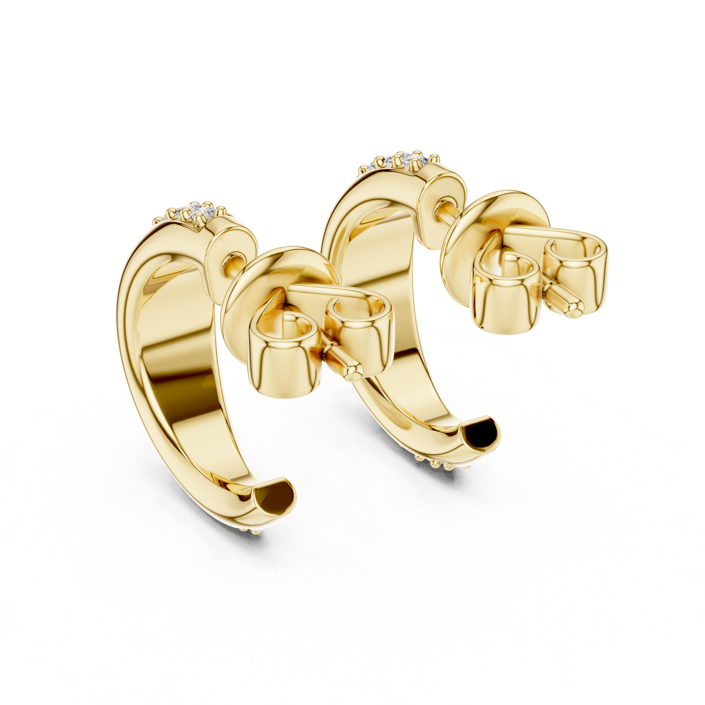 Wave Design Lab-Grown Diamond Hoop Earrings in 18K Gold | Modern Diamond Hoops