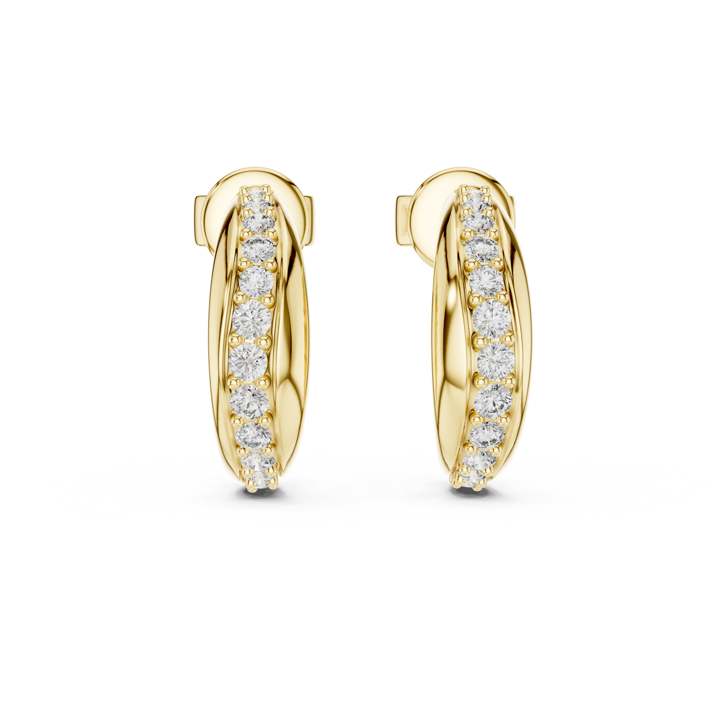 Wave Design Lab-Grown Diamond Hoop Earrings in 18K Gold | Modern Diamond Hoops