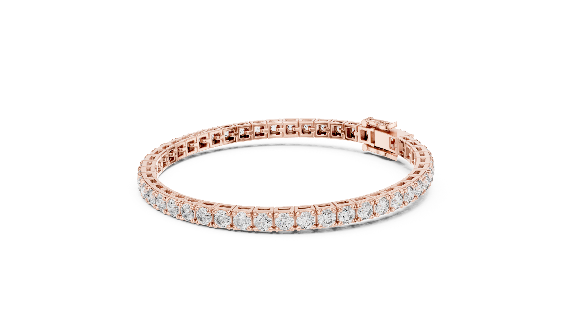 10 Pointer Round Lab-Grown Diamond Tennis Bracelet in 18K Gold (Square Setting) | 5 Carats