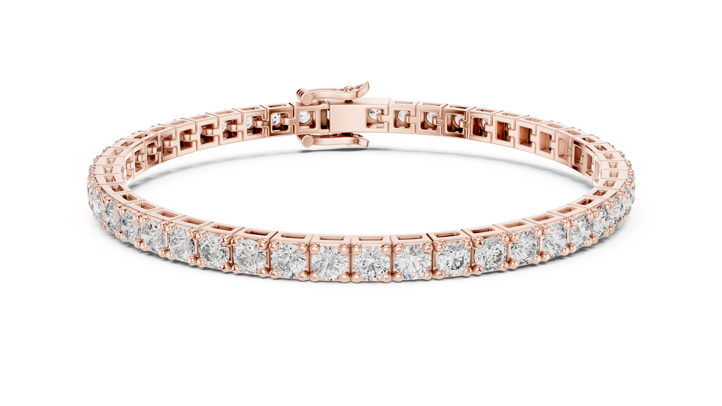 Round Lab-Grown Diamond Tennis Bracelet with Square Illusion Setting in 18K Gold | 10.5 Carats