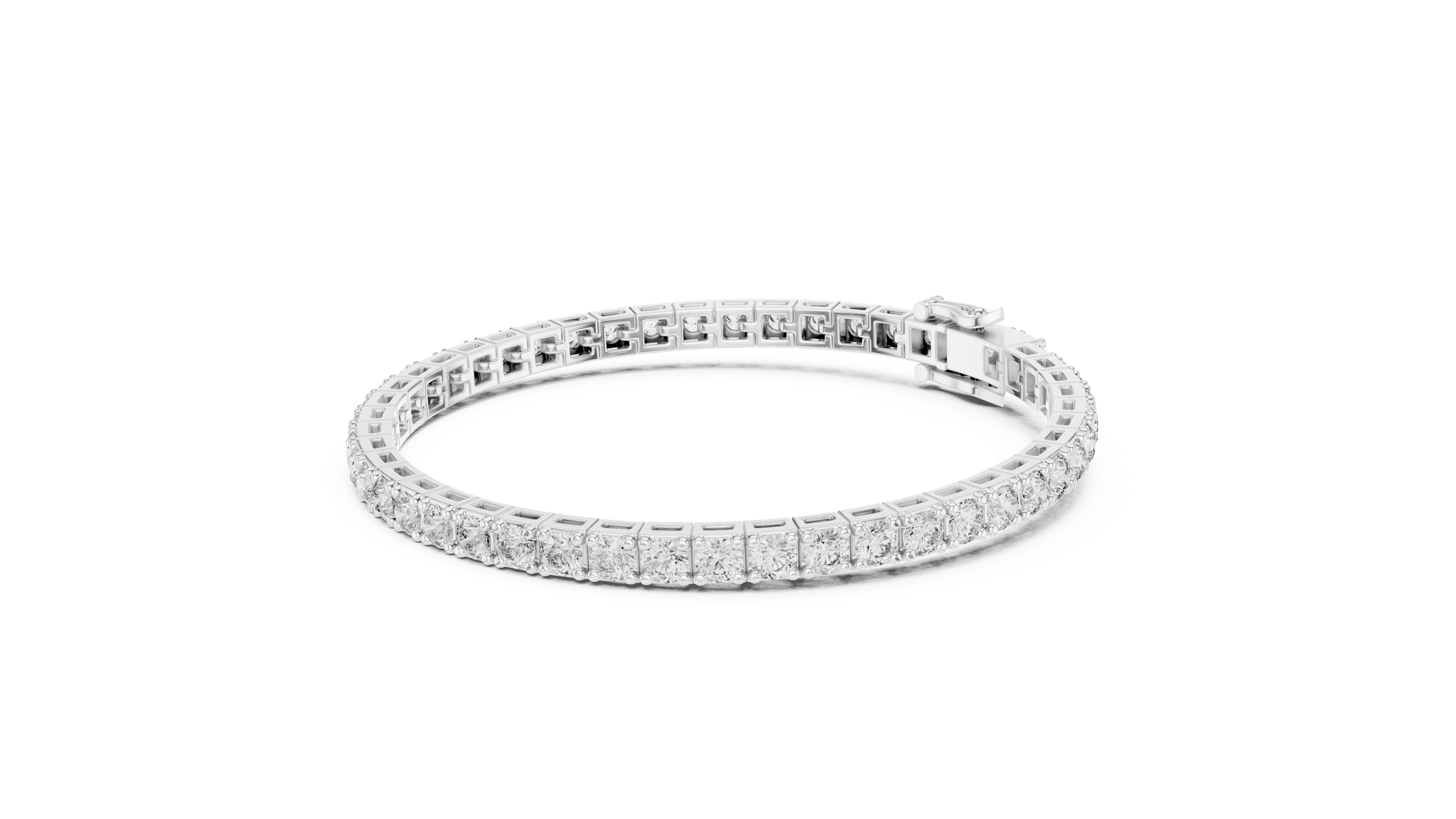Round Lab-Grown Diamond Tennis Bracelet with Square Illusion Setting in 18K Gold | 10.5 Carats