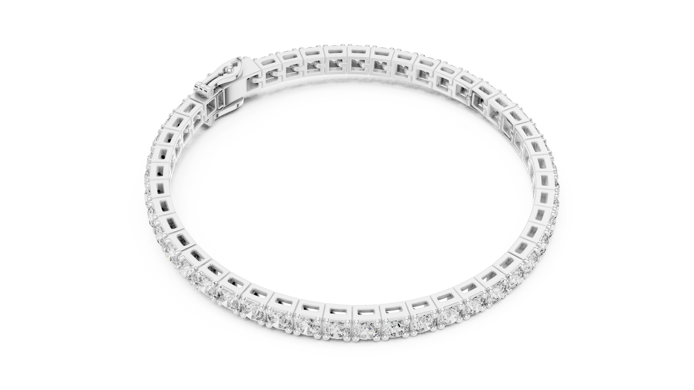 Round Lab-Grown Diamond Tennis Bracelet with Square Illusion Setting in 18K Gold | 10.5 Carats