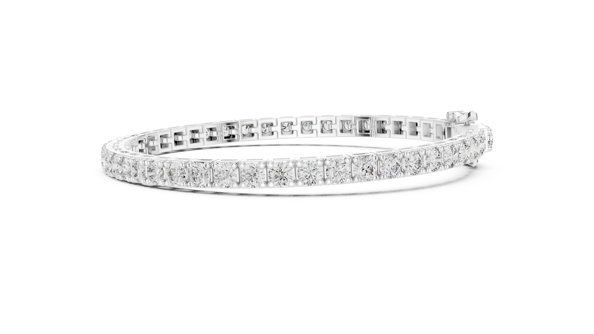 10 Pointer Round Lab-Grown Diamond Tennis Bracelet in 18K Gold (Square Setting) | 5 Carats