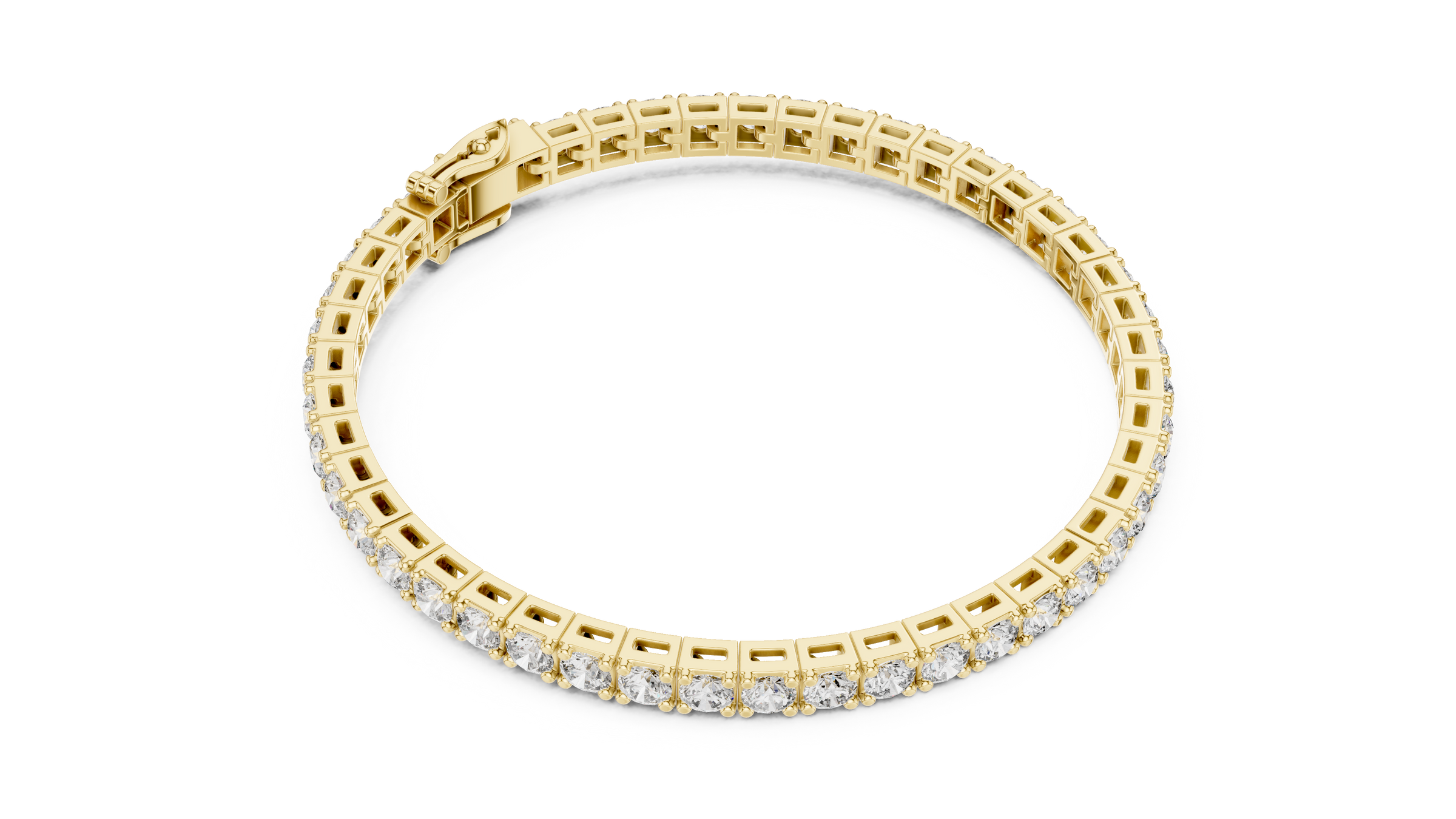 10 Pointer Round Lab-Grown Diamond Tennis Bracelet in 18K Gold (Square Setting) | 5 Carats
