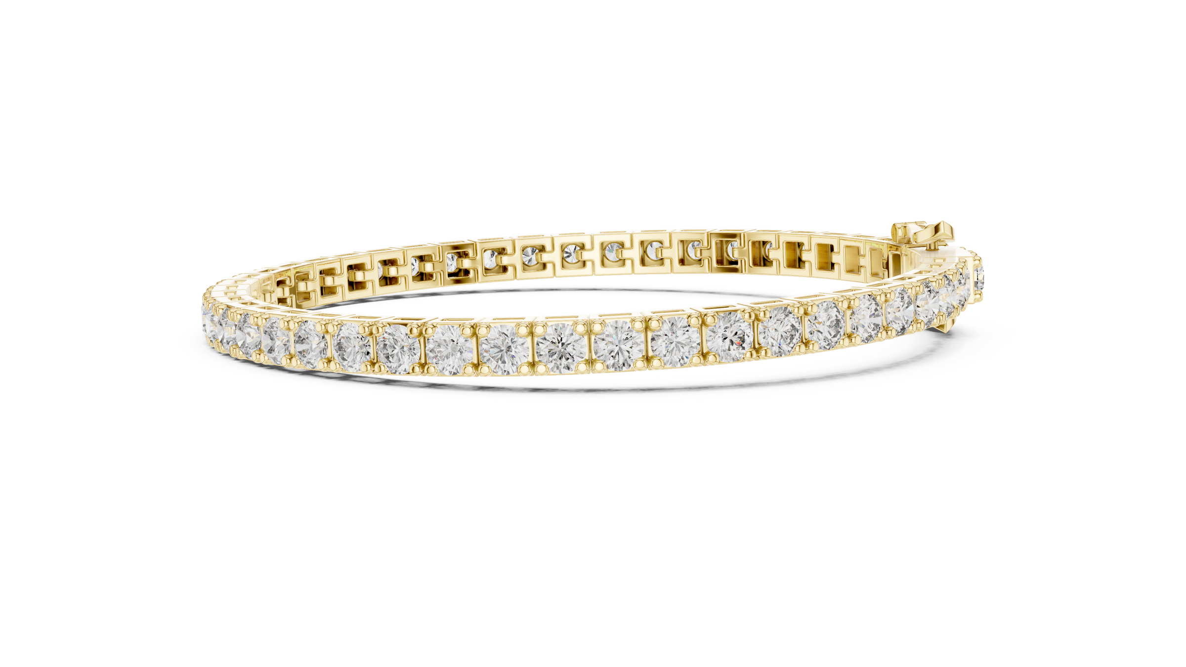 10 Pointer Round Lab-Grown Diamond Tennis Bracelet in 18K Gold (Square Setting) | 5 Carats