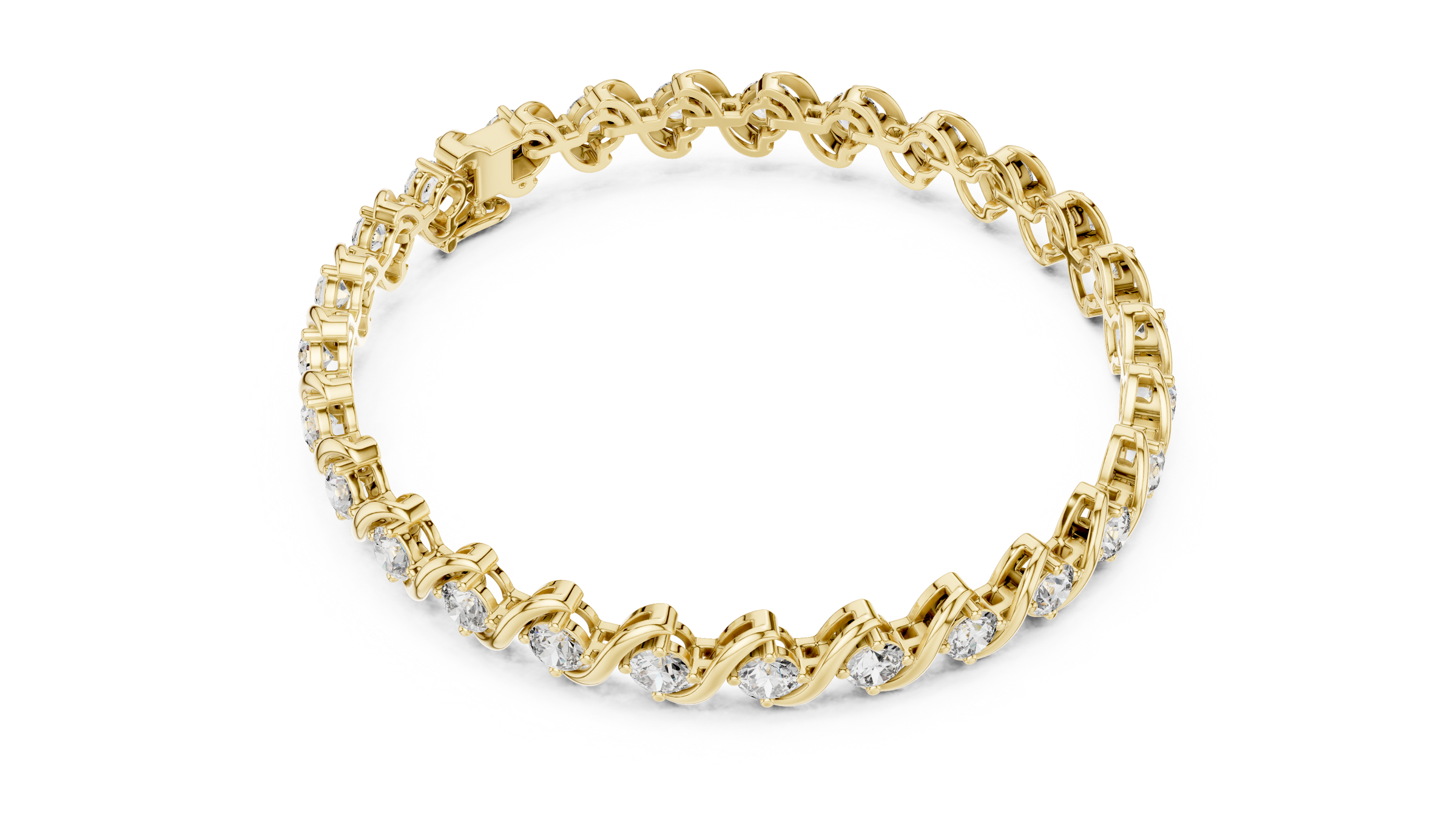 Wave Lab-Grown Diamond Tennis Bracelet in 18K Gold | 6.2 Carats