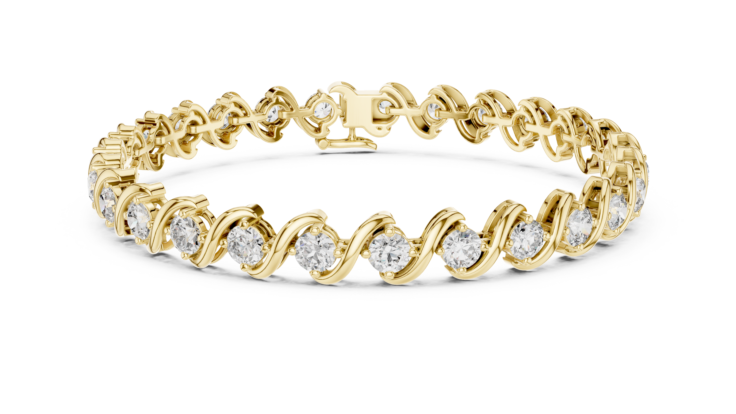 Wave Lab-Grown Diamond Tennis Bracelet in 18K Gold | 6.2 Carats