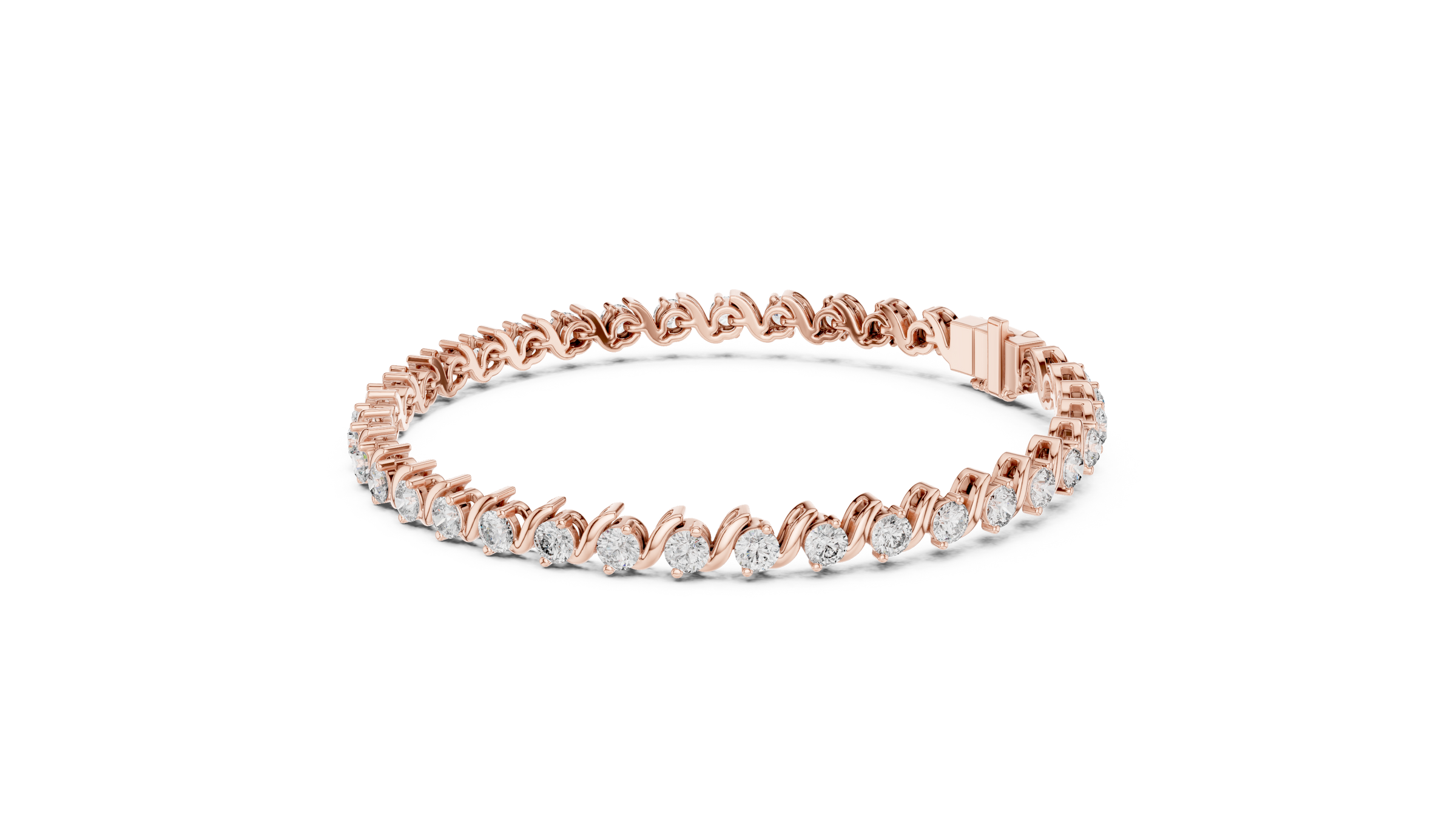 Wave Lab-Grown Diamond Tennis Bracelet 3.5 Carats in 18K Gold | Modern Designer Diamond Bracelet
