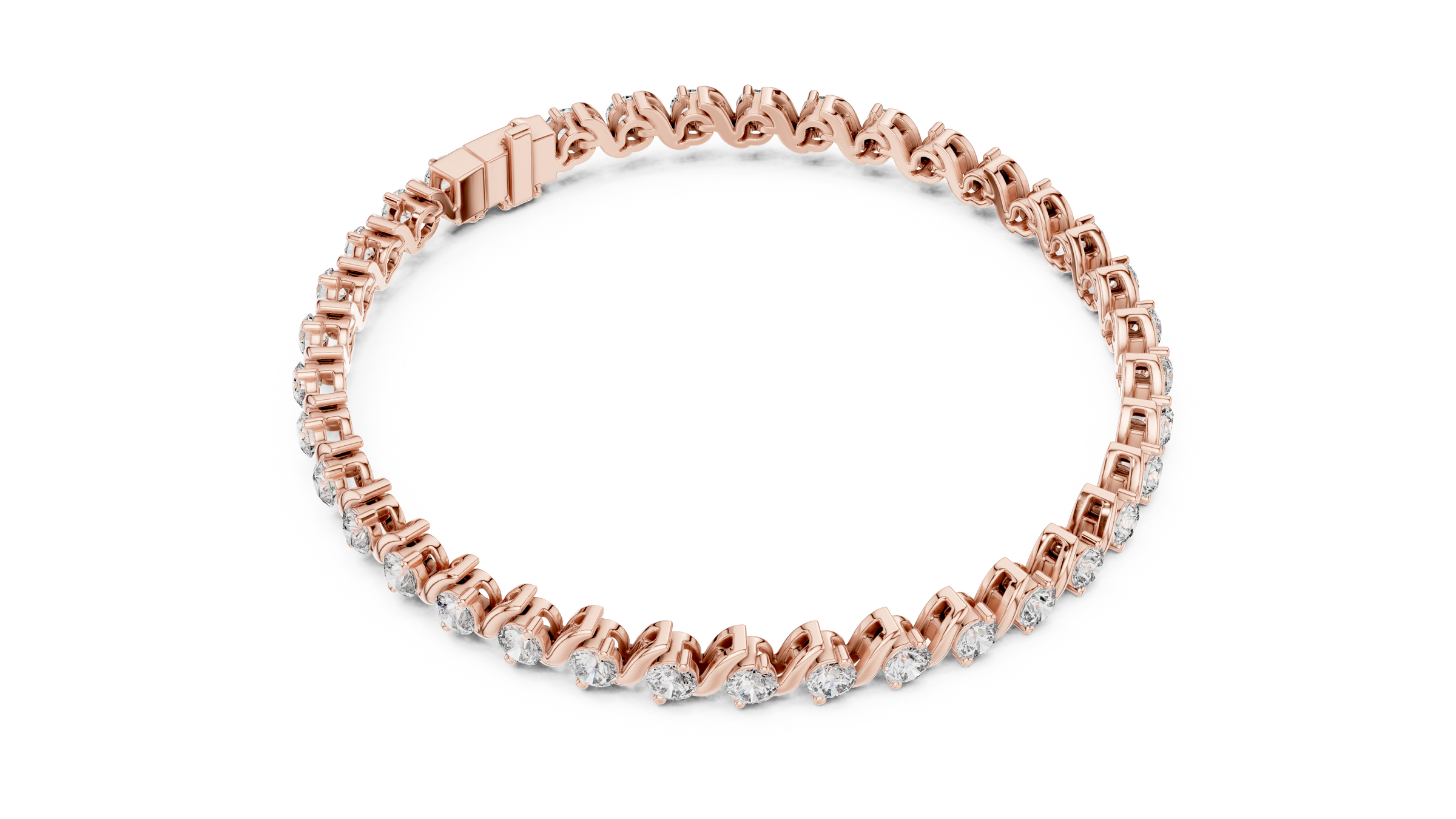 Wave Lab-Grown Diamond Tennis Bracelet 3.5 Carats in 18K Gold | Modern Designer Diamond Bracelet