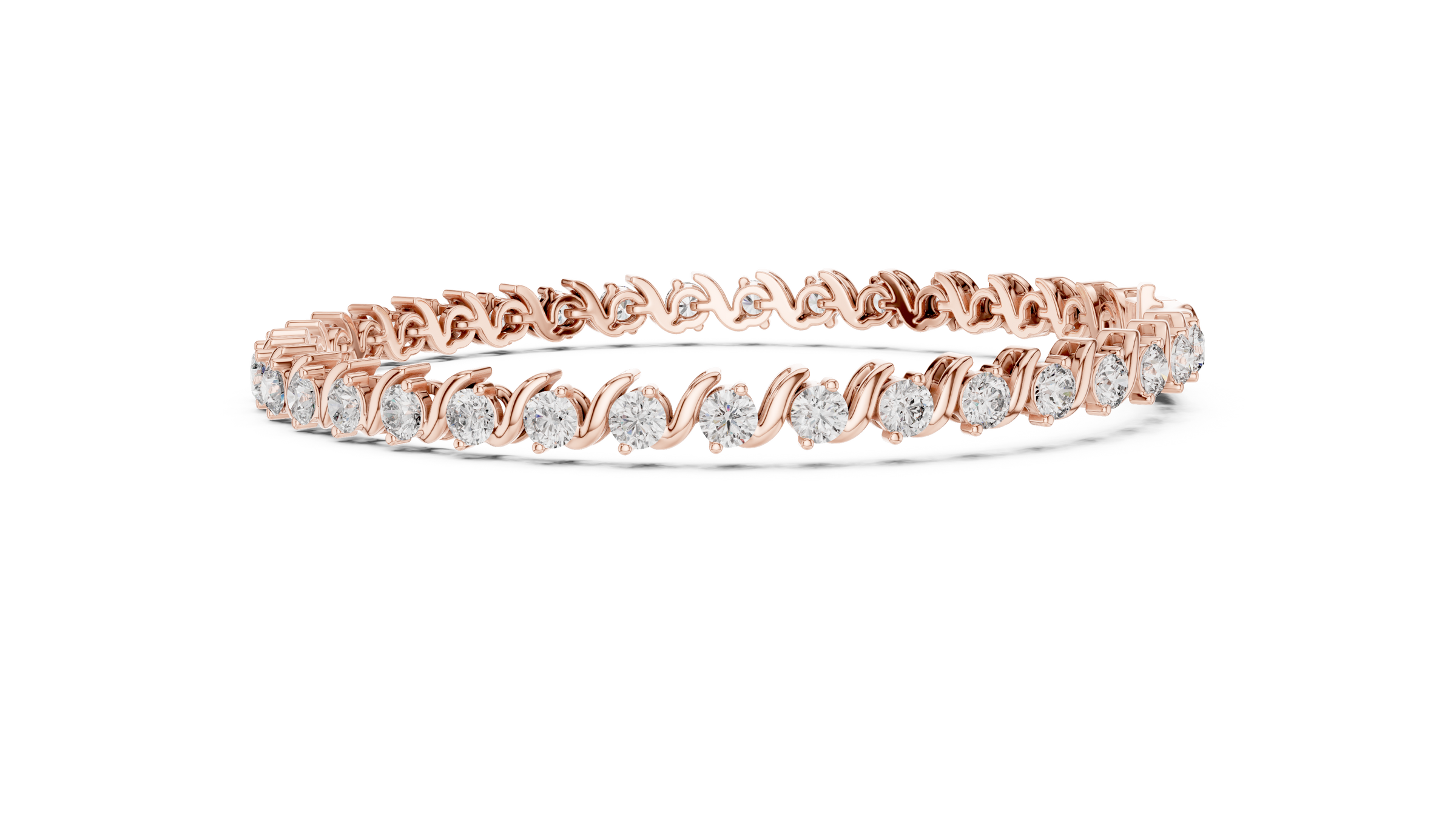Wave Lab-Grown Diamond Tennis Bracelet 3.5 Carats in 18K Gold | Modern Designer Diamond Bracelet