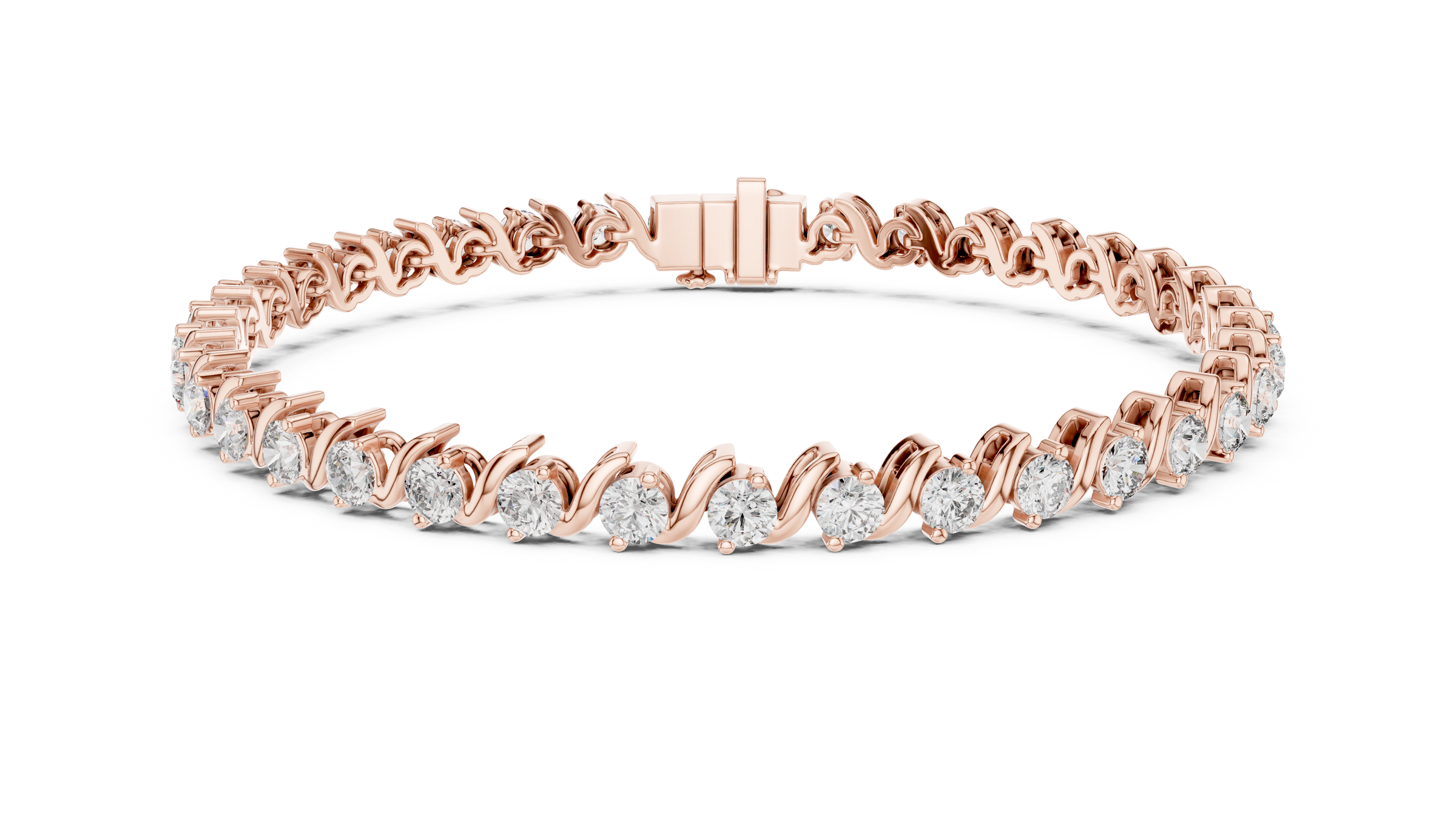 Wave Lab-Grown Diamond Tennis Bracelet 3.5 Carats in 18K Gold | Modern Designer Diamond Bracelet