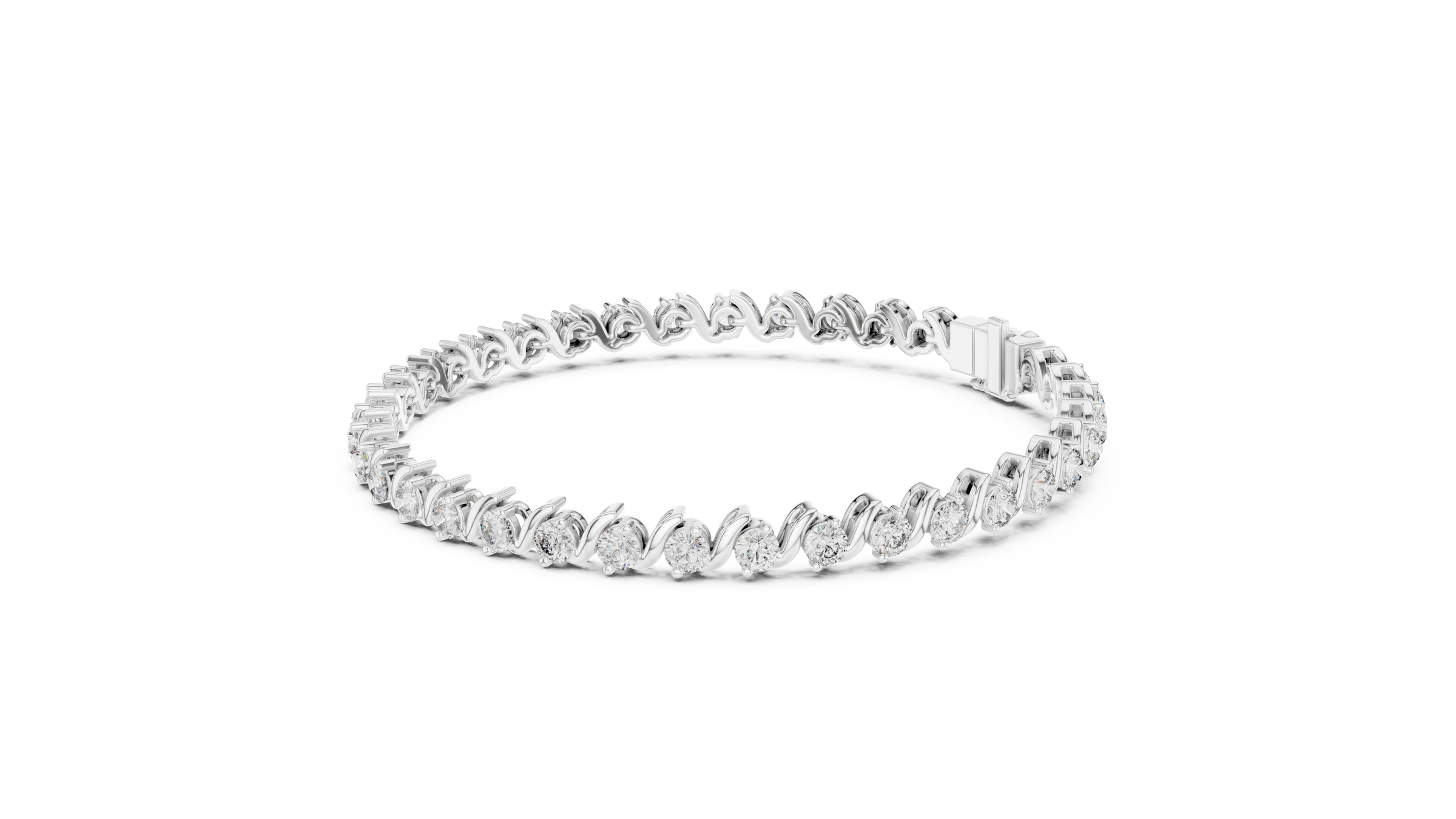 Wave Lab-Grown Diamond Tennis Bracelet 3.5 Carats in 18K Gold | Modern Designer Diamond Bracelet