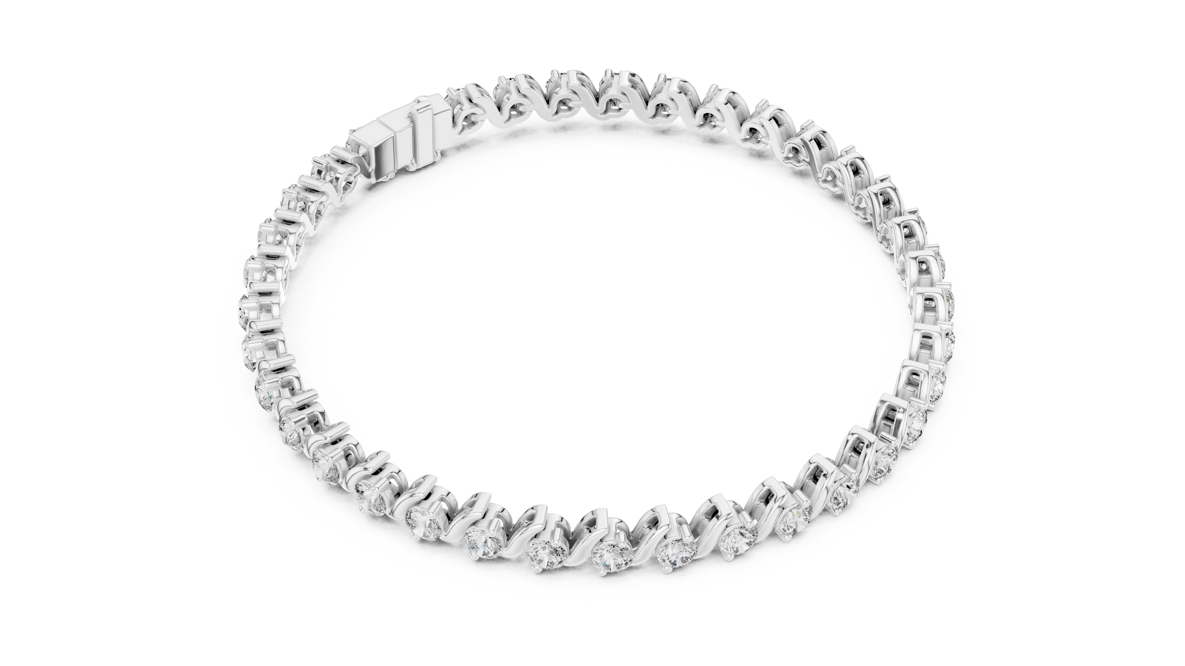 Wave Lab-Grown Diamond Tennis Bracelet 3.5 Carats in 18K Gold | Modern Designer Diamond Bracelet