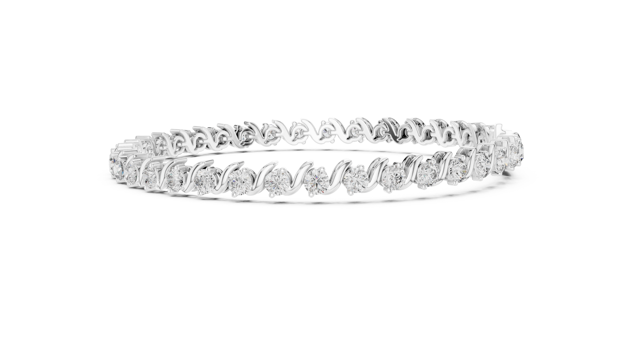 Wave Lab-Grown Diamond Tennis Bracelet 3.5 Carats in 18K Gold | Modern Designer Diamond Bracelet
