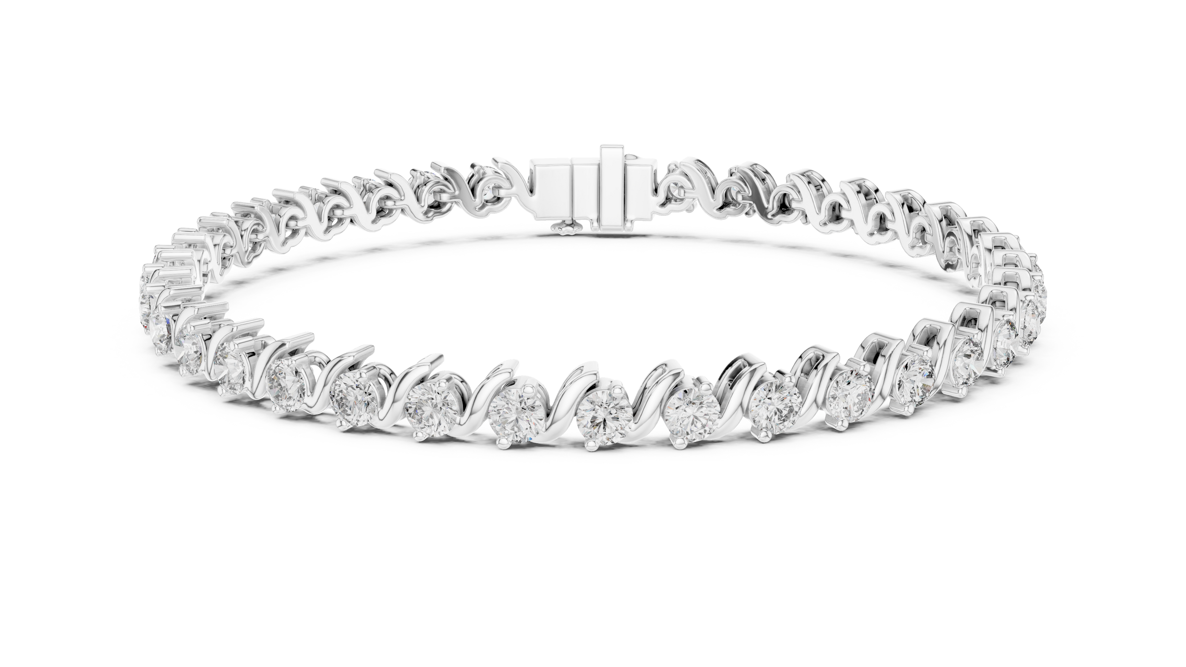 Wave Lab-Grown Diamond Tennis Bracelet 3.5 Carats in 18K Gold | Modern Designer Diamond Bracelet