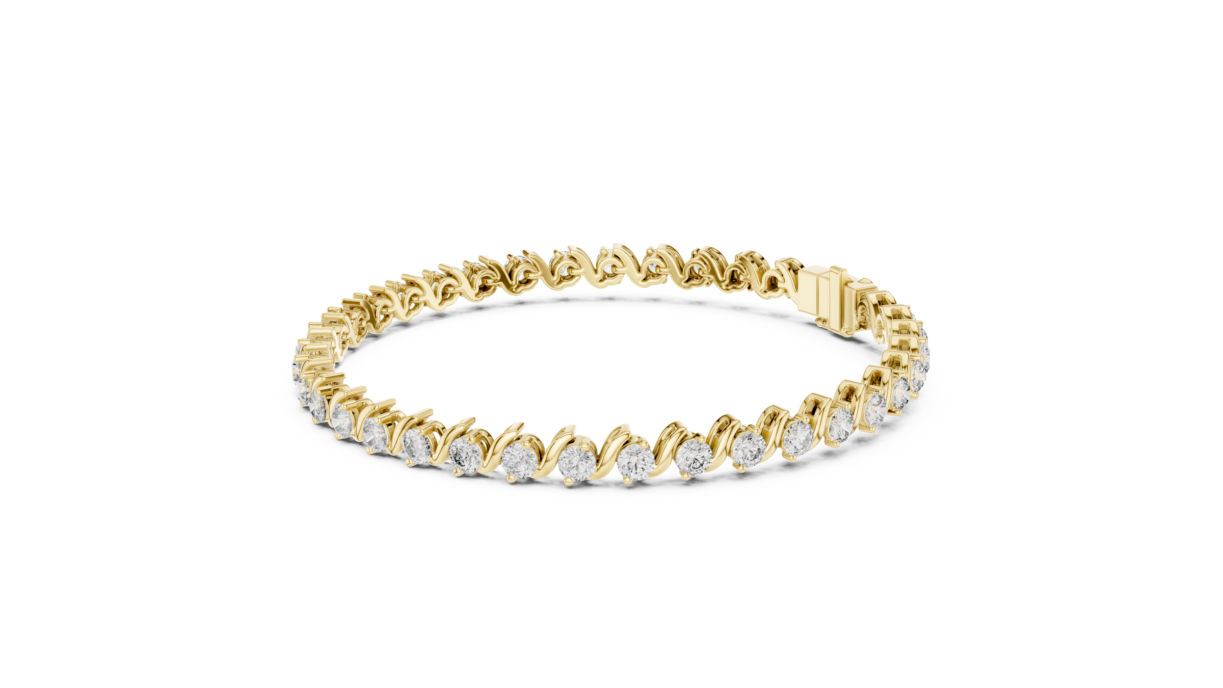 Wave Lab-Grown Diamond Tennis Bracelet 3.5 Carats in 18K Gold | Modern Designer Diamond Bracelet