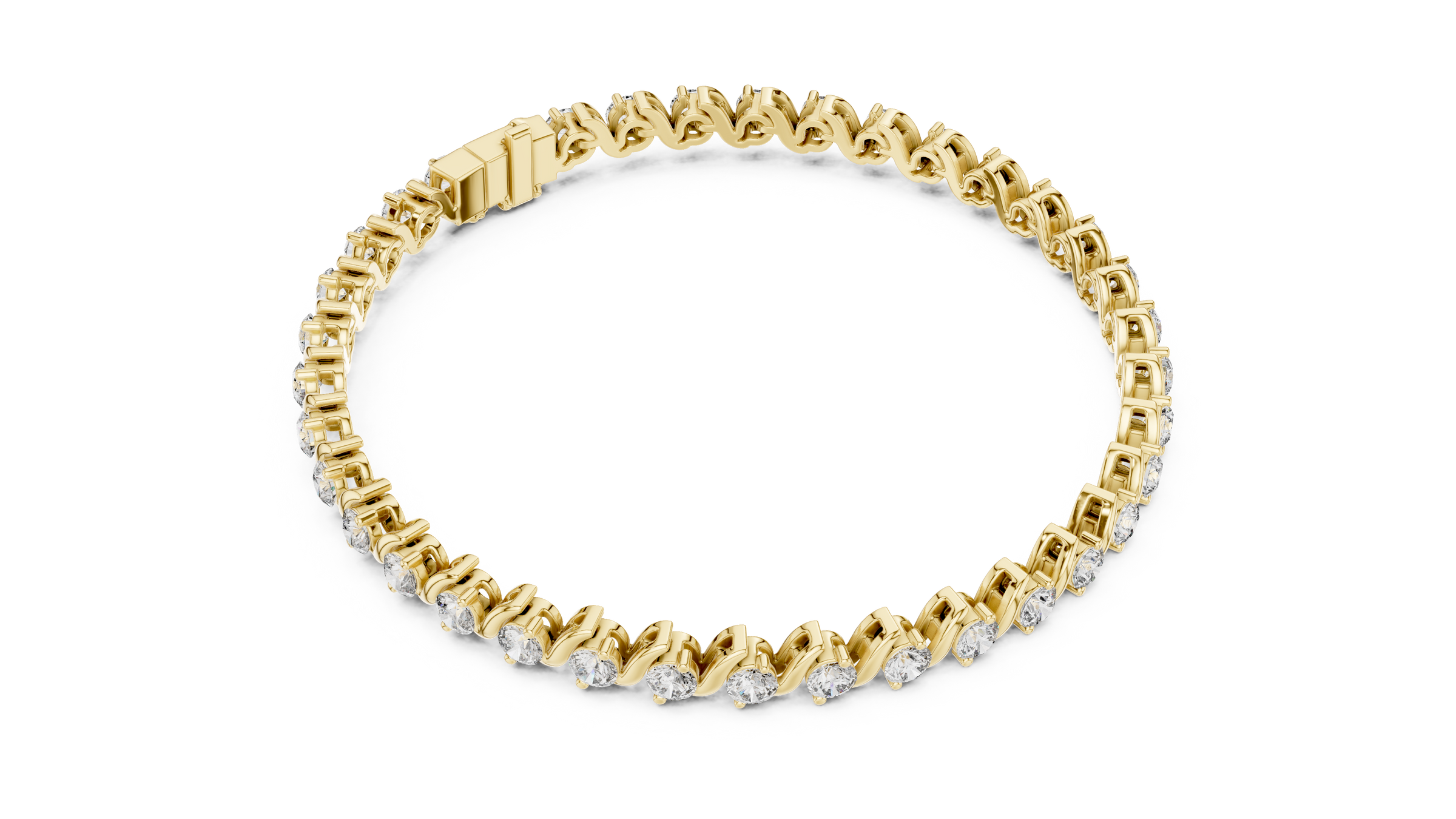 Wave Lab-Grown Diamond Tennis Bracelet 3.5 Carats in 18K Gold | Modern Designer Diamond Bracelet