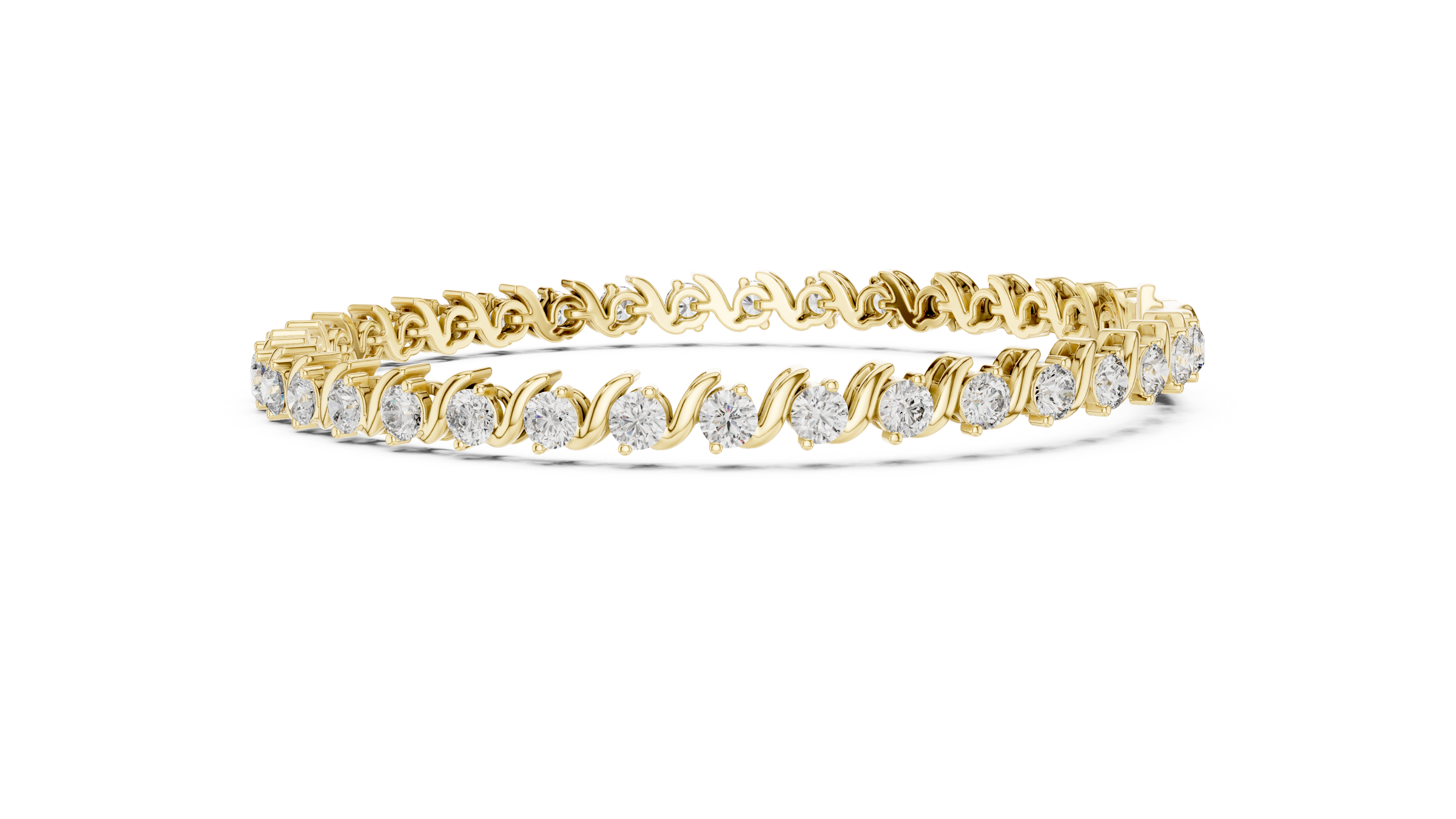 Wave Lab-Grown Diamond Tennis Bracelet 3.5 Carats in 18K Gold | Modern Designer Diamond Bracelet