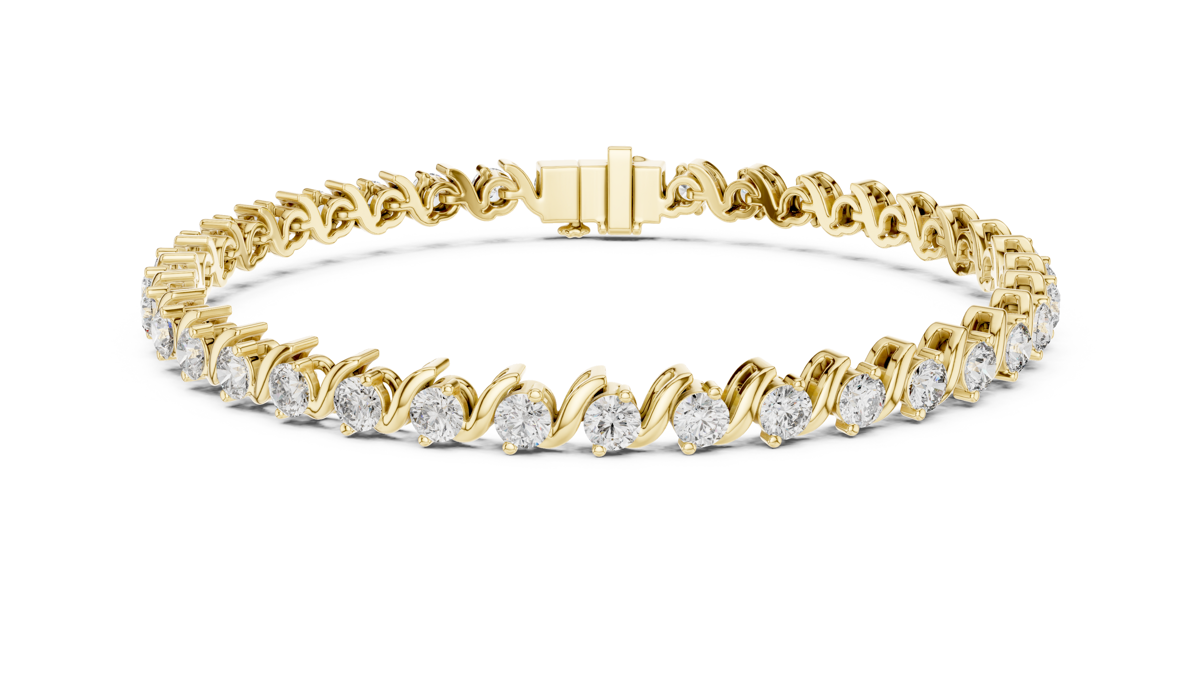 Wave Lab-Grown Diamond Tennis Bracelet 3.5 Carats in 18K Gold | Modern Designer Diamond Bracelet
