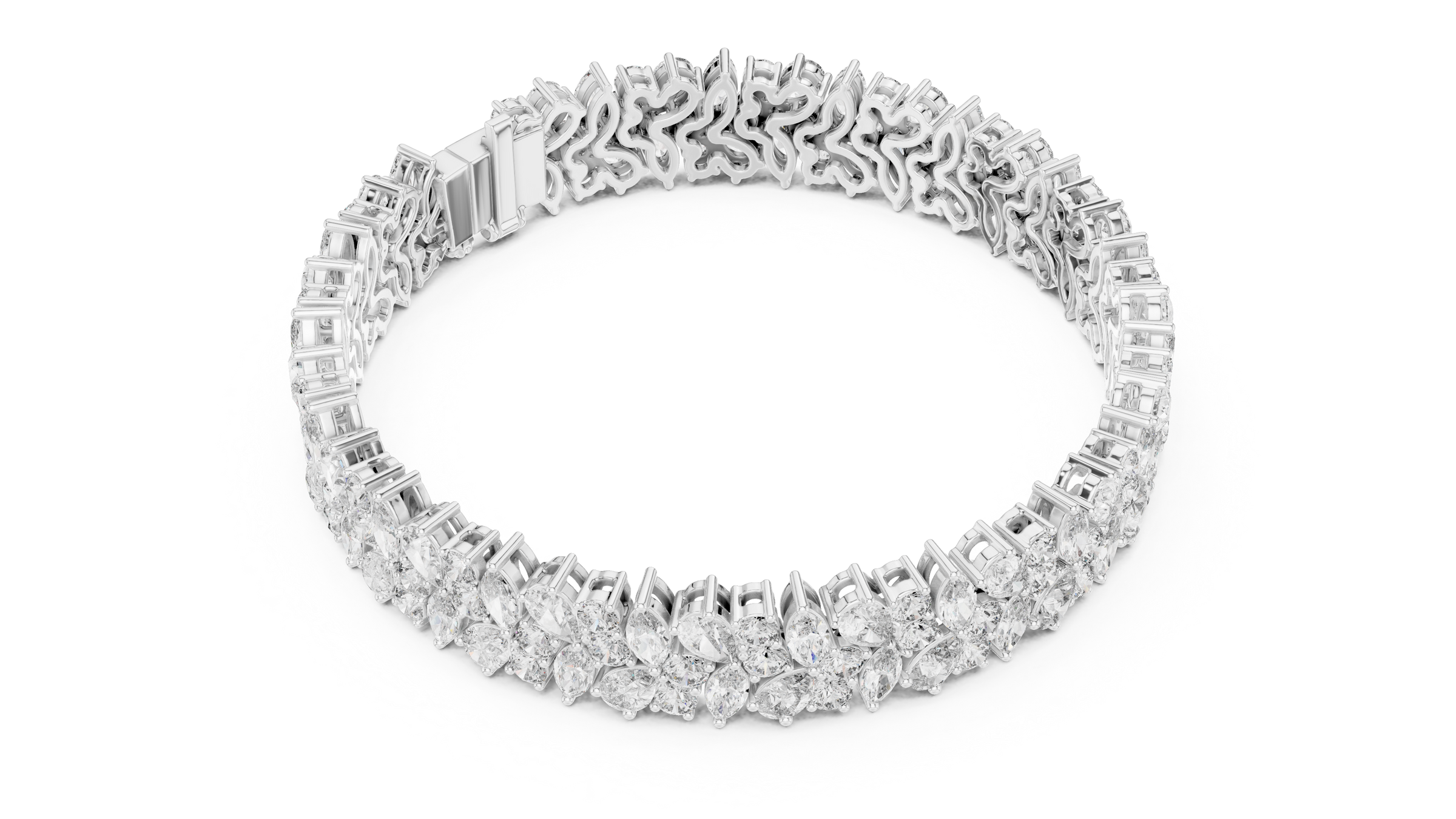 Multi-Shape Lab-Grown Diamond Bracelet in 18K Gold | Round, Pear & Marquise Statement Bracelet | 12.5 Carats