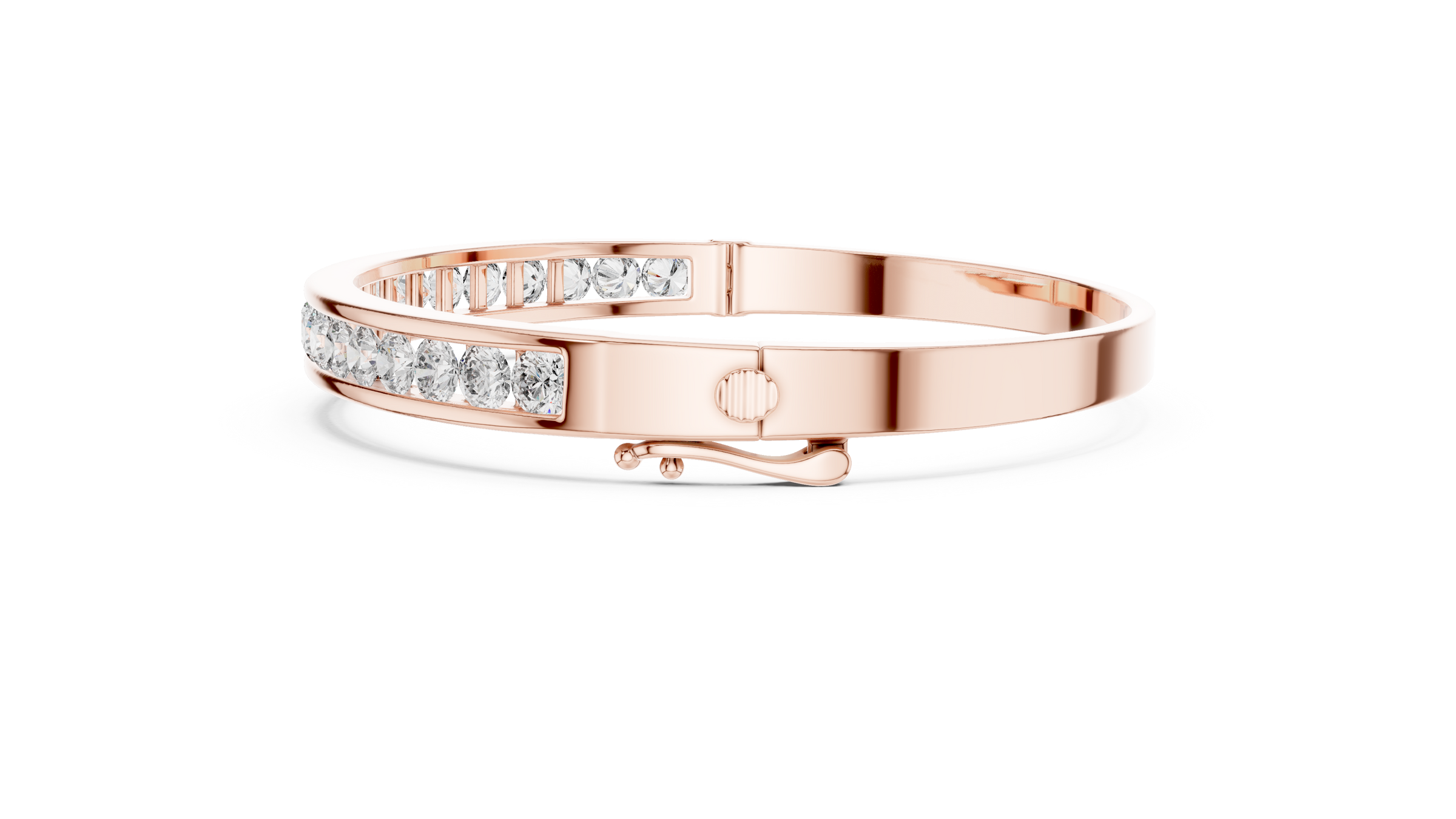 Channel-Set Lab-Grown Diamond Bangle Bracelet in 18K Gold | Minimal Diamond Bracelet