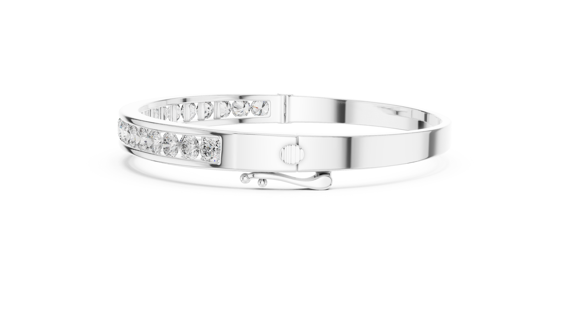 Channel-Set Lab-Grown Diamond Bangle Bracelet in 18K Gold | Minimal Diamond Bracelet